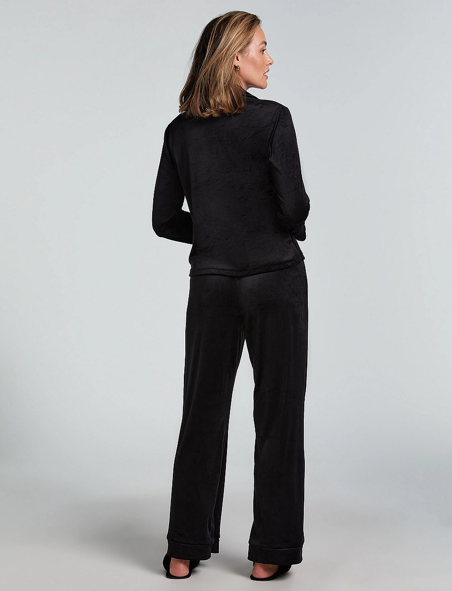 Hunkemöller - JACKET LS VELOURS PIPING - oberteile - black - 5