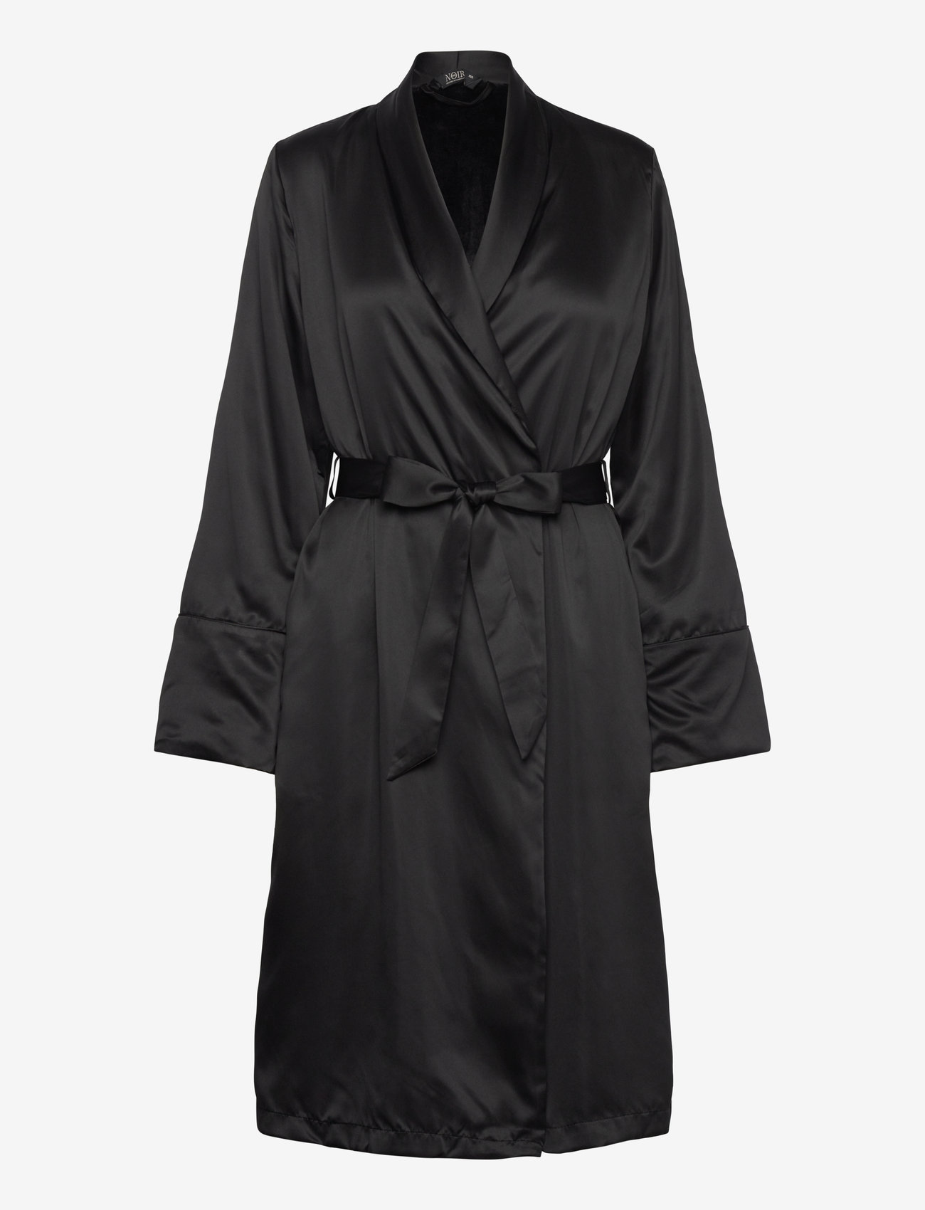 Hunkemöller - ROBE LONG SATIN FLEECE - bademäntel - black - 1