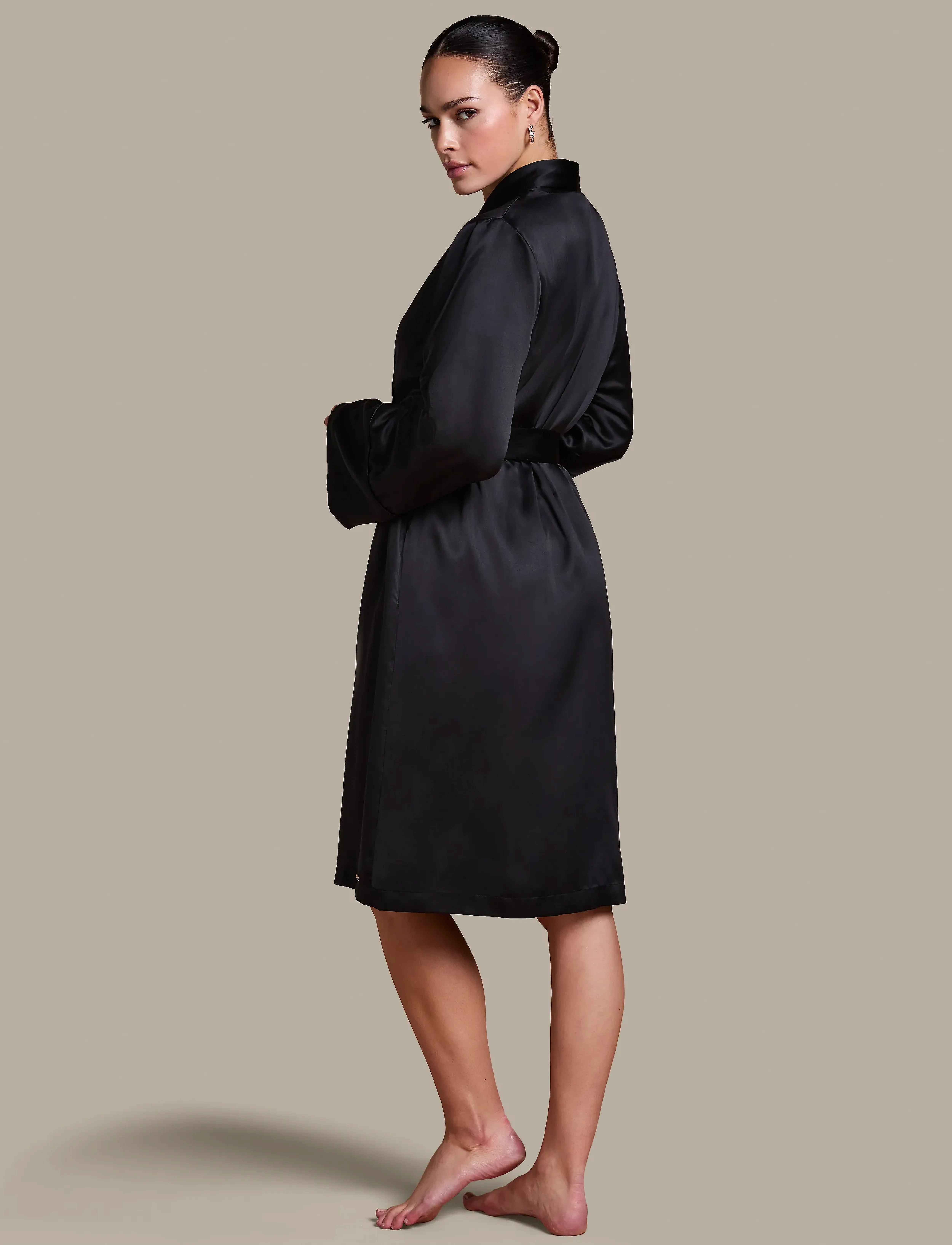 Hunkemöller - ROBE LONG SATIN FLEECE - black - 4