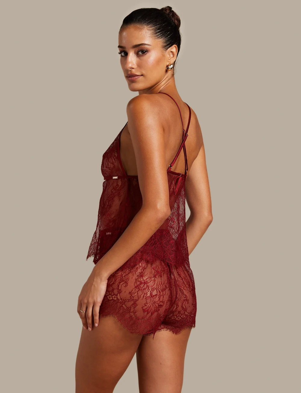 Hunkemöller - Delphine Lace Shorts - pyjamasshorts - pomegranate - 4