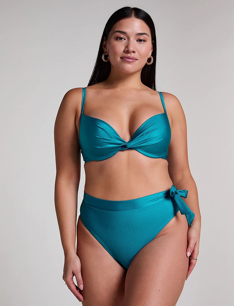 Hunkemöller - AQUA HIGH LEG HW - bikinitrosor med hög midja - hy teal 10317 - 0