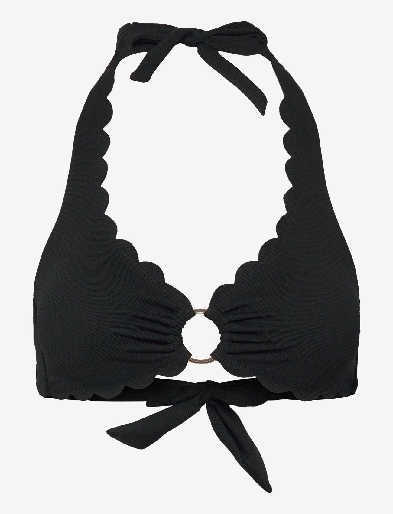 Hunkemöller - SCALLOP HALTER CROPTOP - tugitraadiga bikiinide ülaosad - caviar - 1