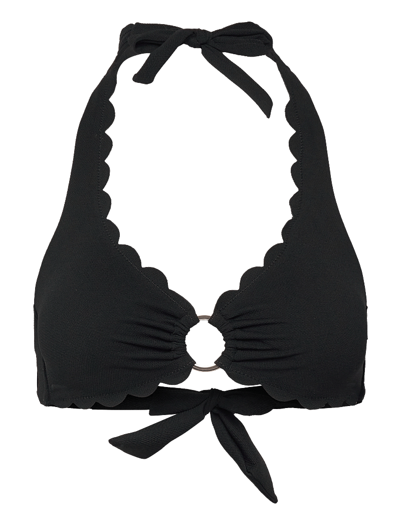 Hunkemöller - SCALLOP HALTER CROPTOP - tugitraadiga bikiinide ülaosad - caviar - 1