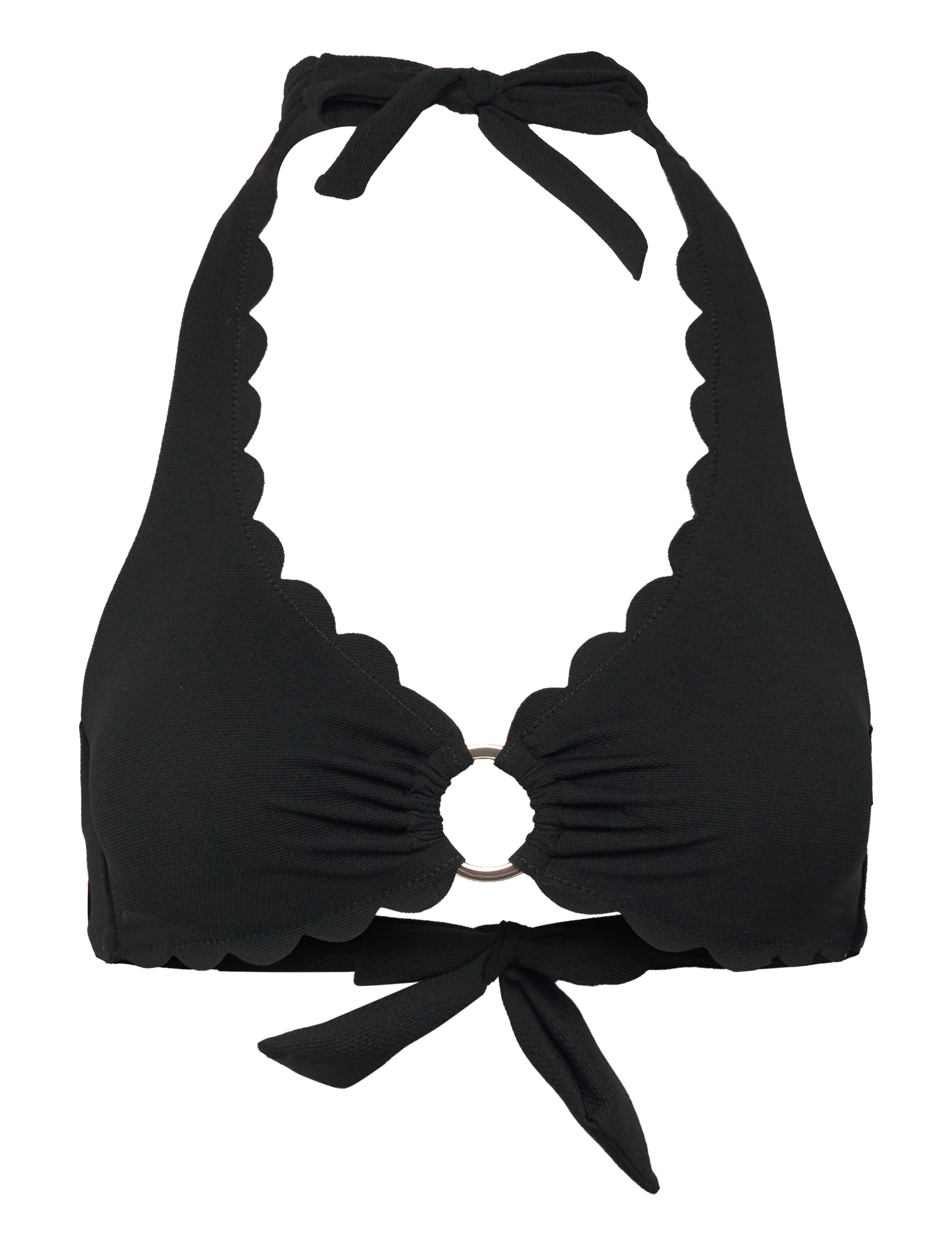 Hunkemöller SCALLOP HALTER CROPTOP - Bademode - CAVIAR / black