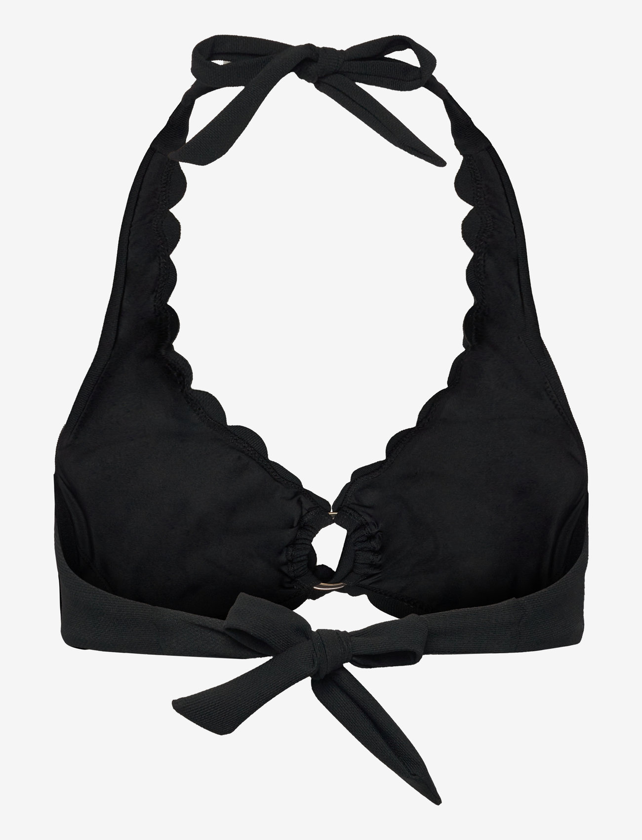 Hunkemöller - SCALLOP HALTER CROPTOP - tugitraadiga bikiinide ülaosad - caviar - 2