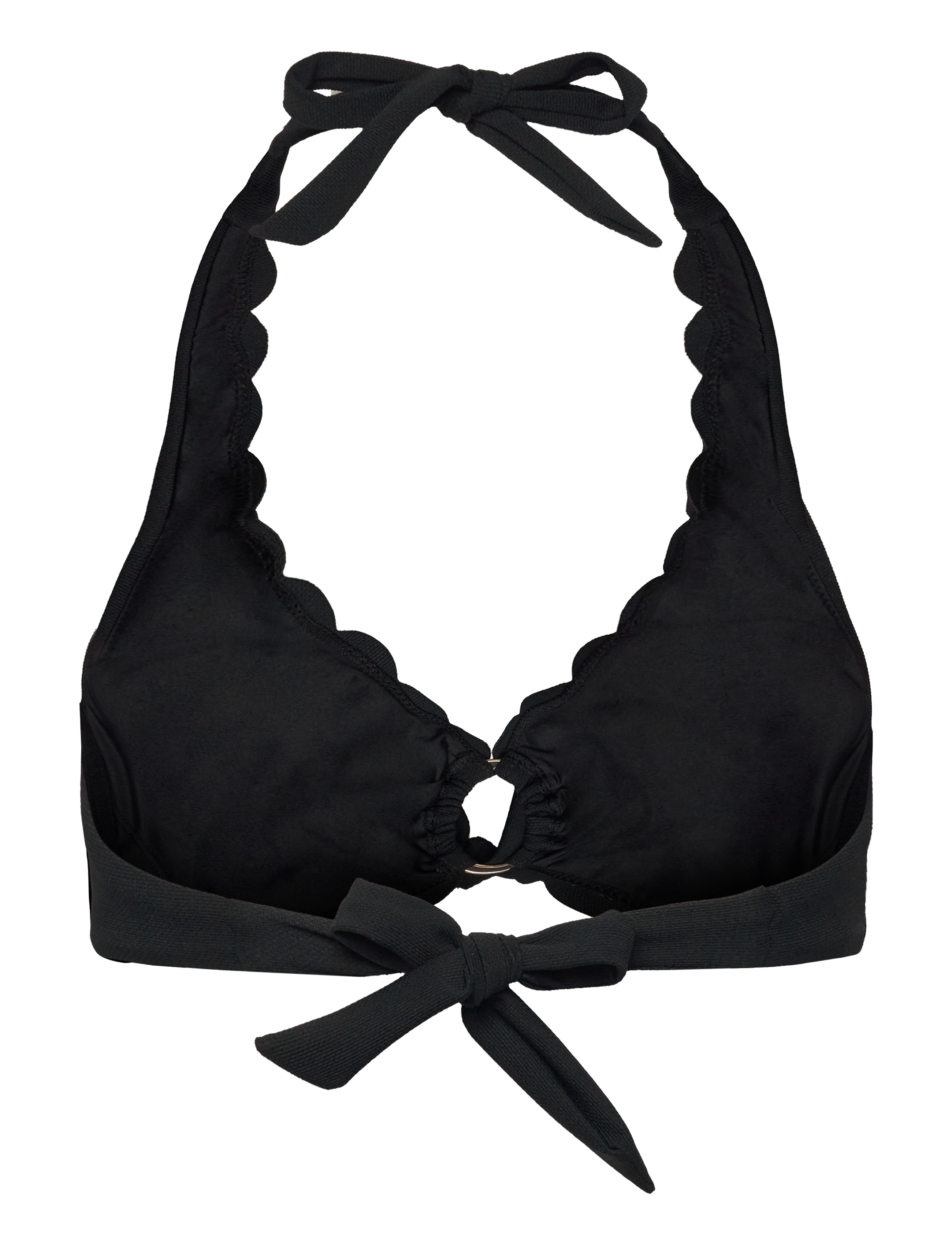Hunkemöller - SCALLOP HALTER CROPTOP - kaarituelliset bikinit - caviar - 2