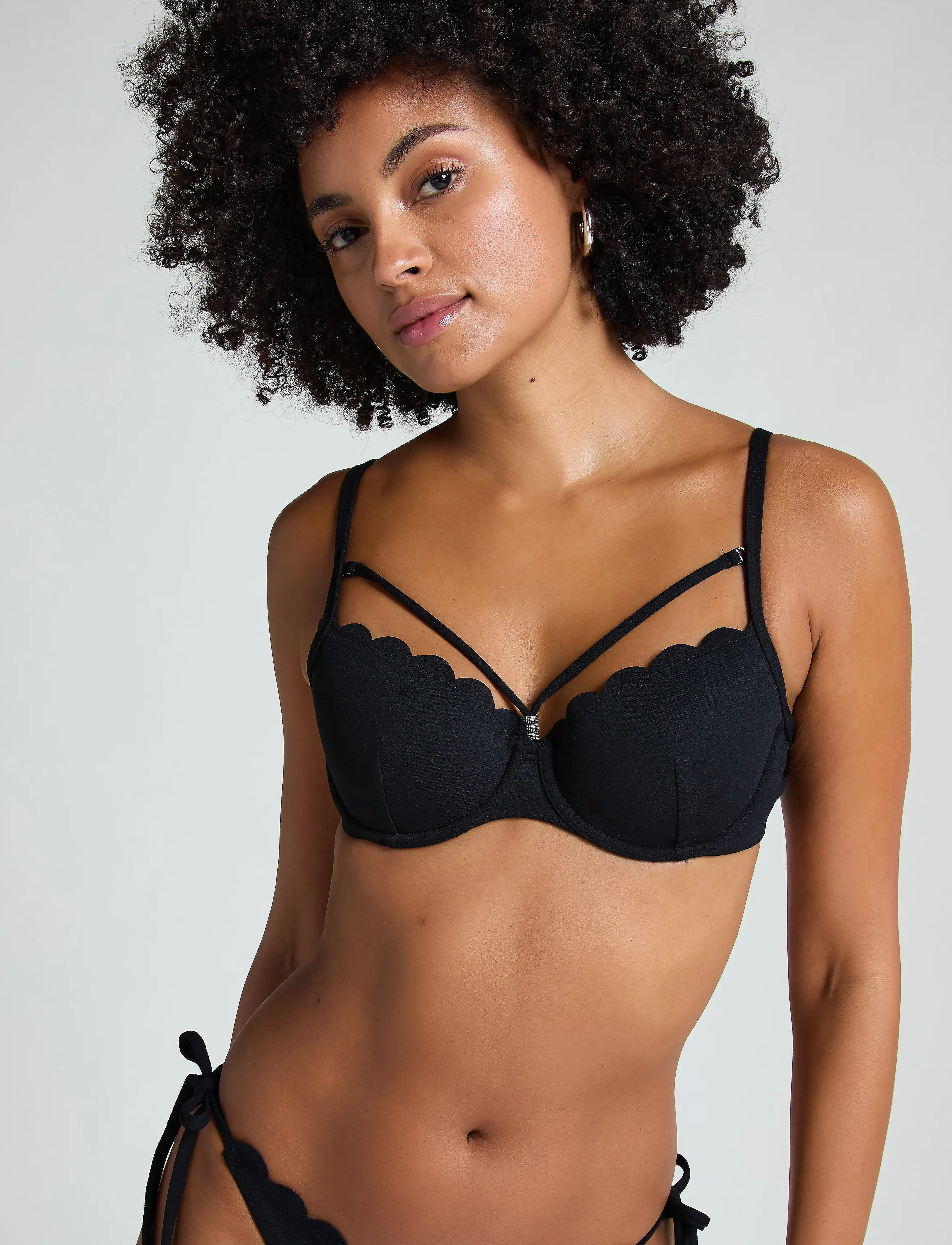 Hunkemöller SCALLOP PD - Badetøj - CAVIAR / black