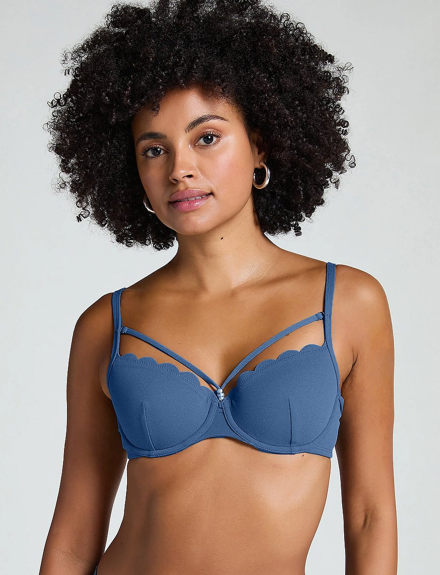 Hunkemöller - Scallop Padded Underwired Bikini Top - push-up bikini - blue horizon - 0