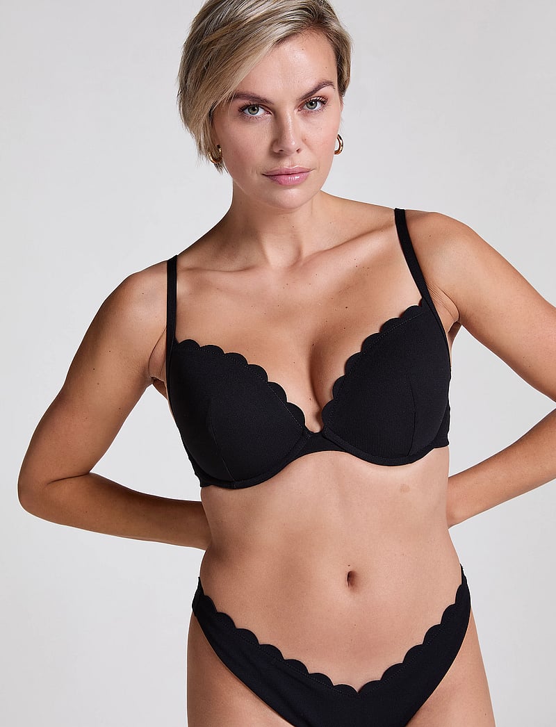 Hunkemöller - SCALLOP PP PUSH - push-up bikinier - caviar - 0