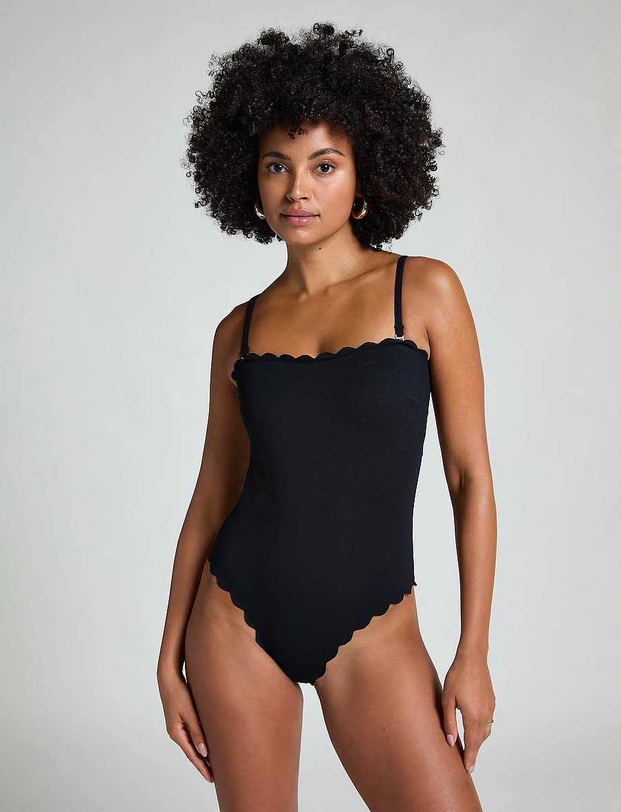 Hunkemöller - SCALLOP BANDEAU BS - badedragter - caviar - 0