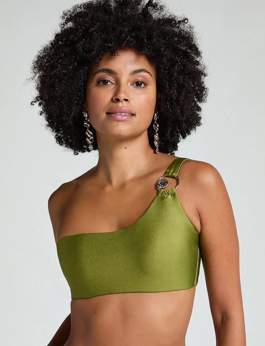 Hunkemöller - HOLBOX ONE SHOULDER CROPTOP - bandeau-bikini-oberteile - calla green - 0