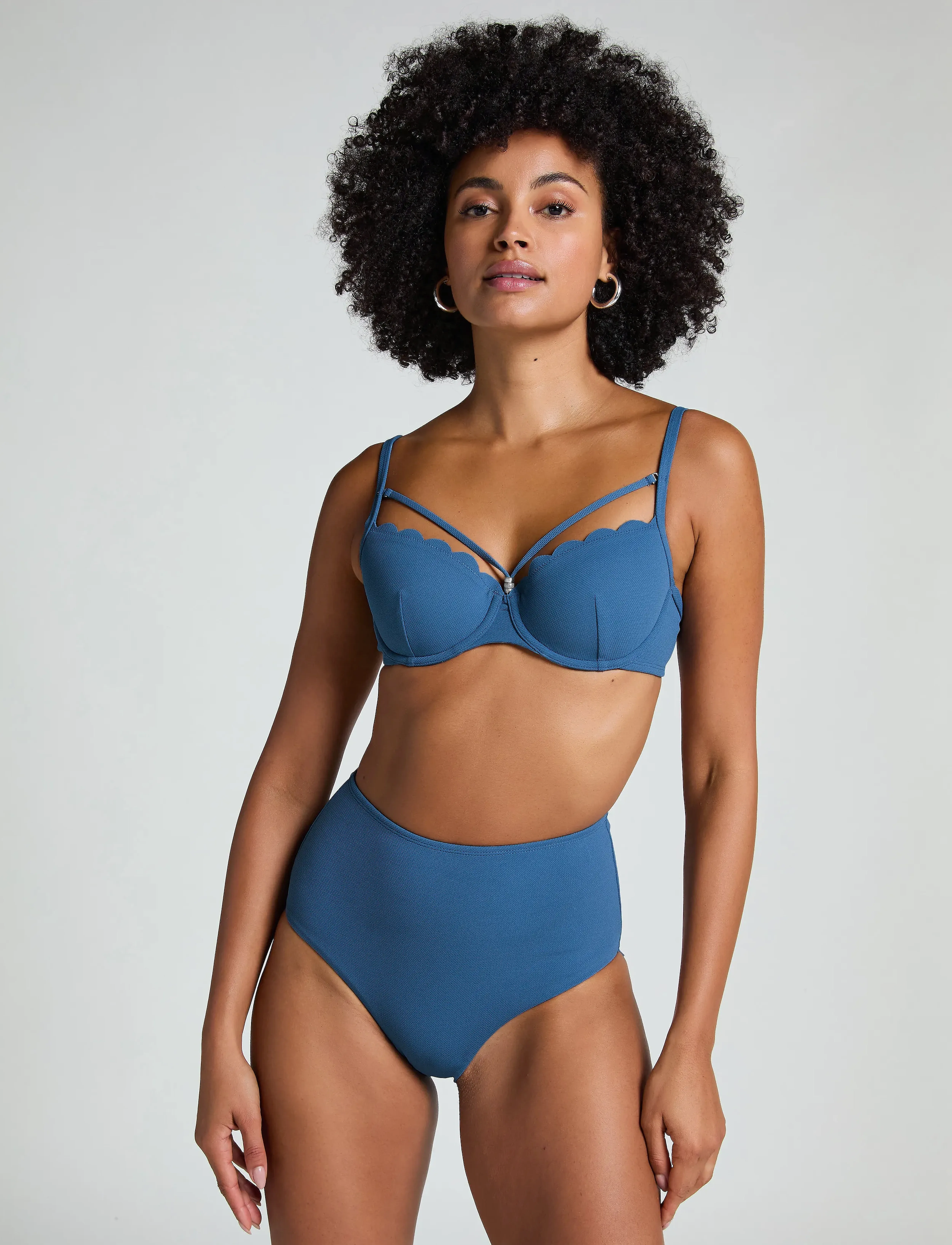 Hunkemöller Scallop High Waist Rio Bikini Bottom - Badetøj - BLUE HORIZON / blue