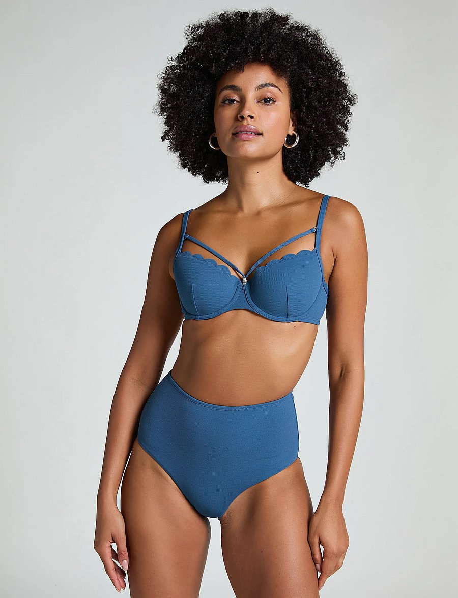 Hunkemöller - Scallop High Waist Rio Bikini Bottom - højtaljede bikinitrusser - blue horizon - 0