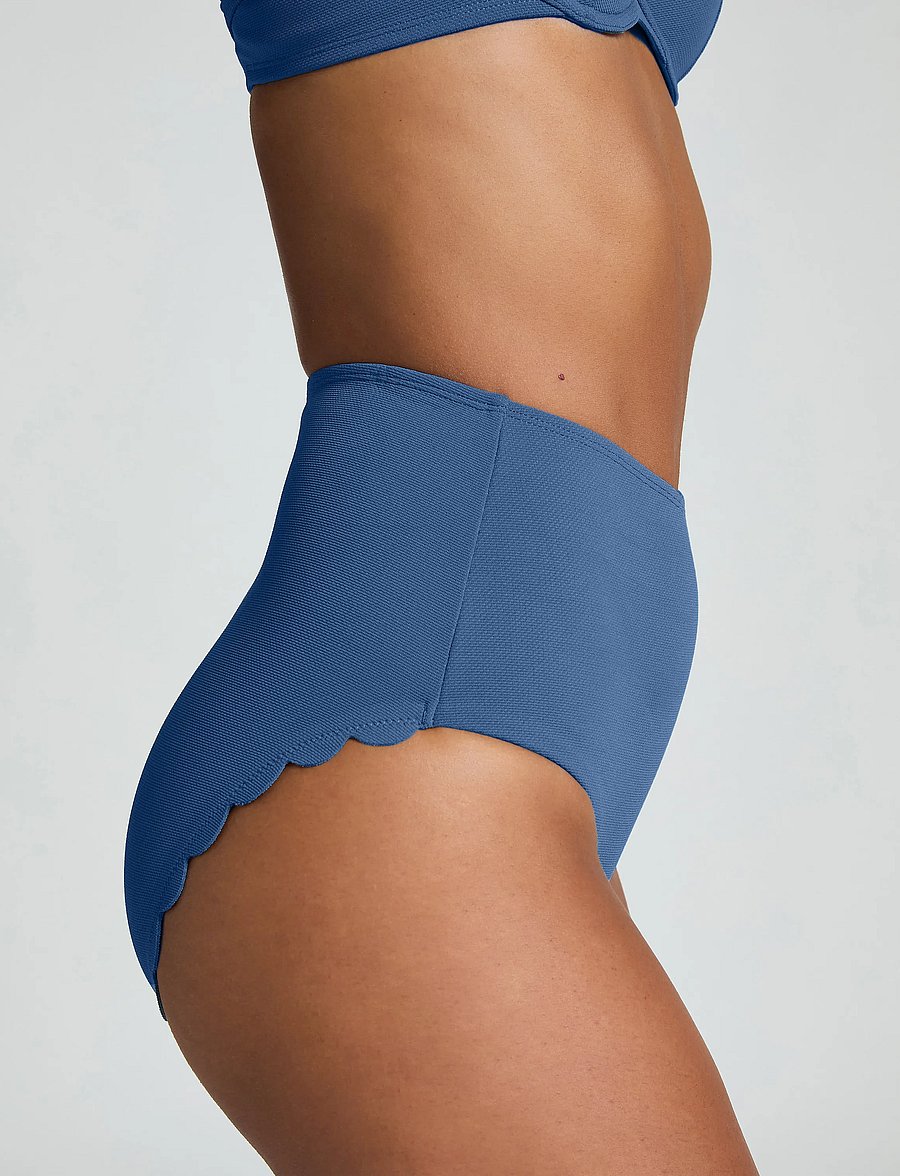Hunkemöller - Scallop High Waist Rio Bikini Bottom - højtaljede bikinitrusser - blue horizon - 3
