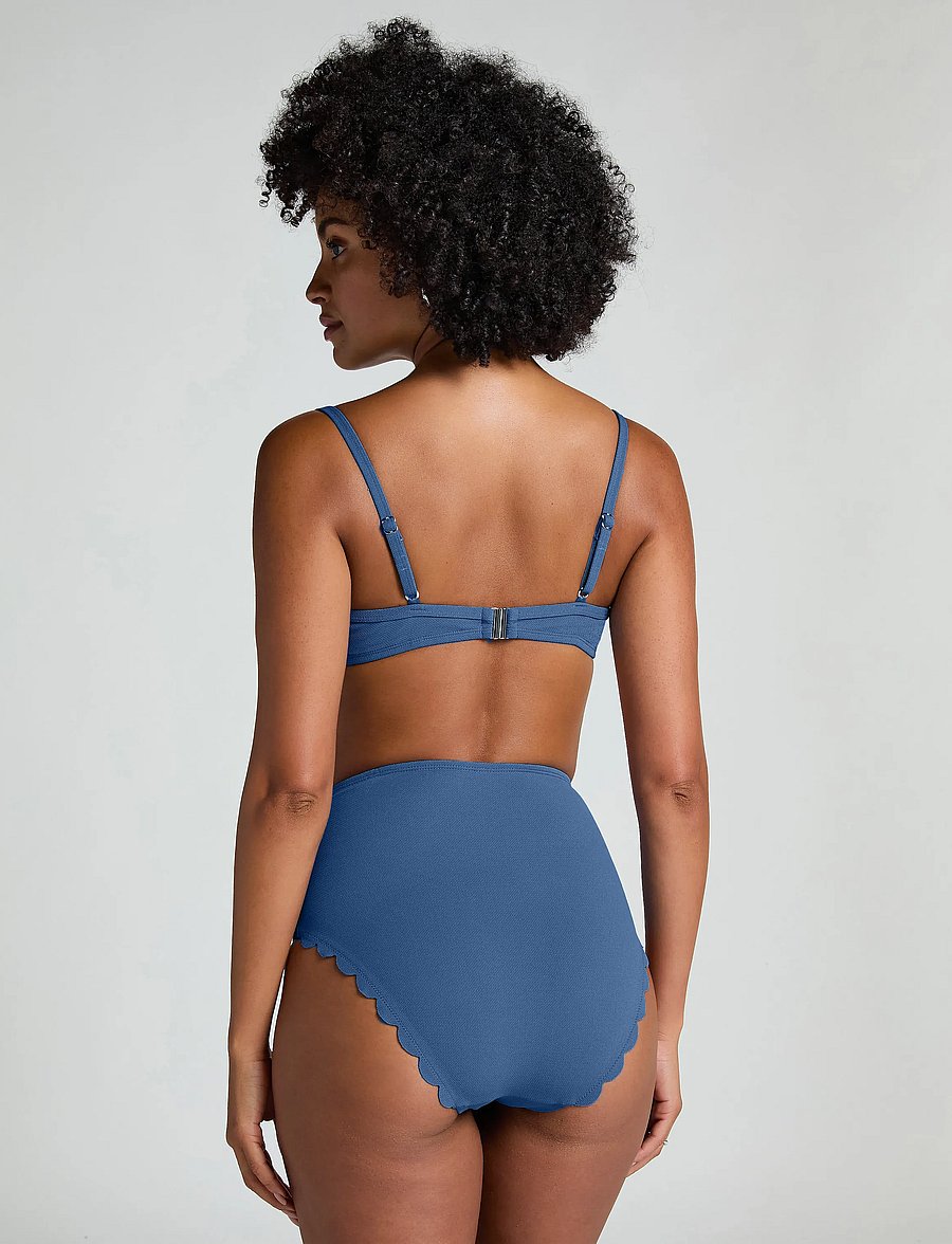 Hunkemöller - Scallop High Waist Rio Bikini Bottom - højtaljede bikinitrusser - blue horizon - 4