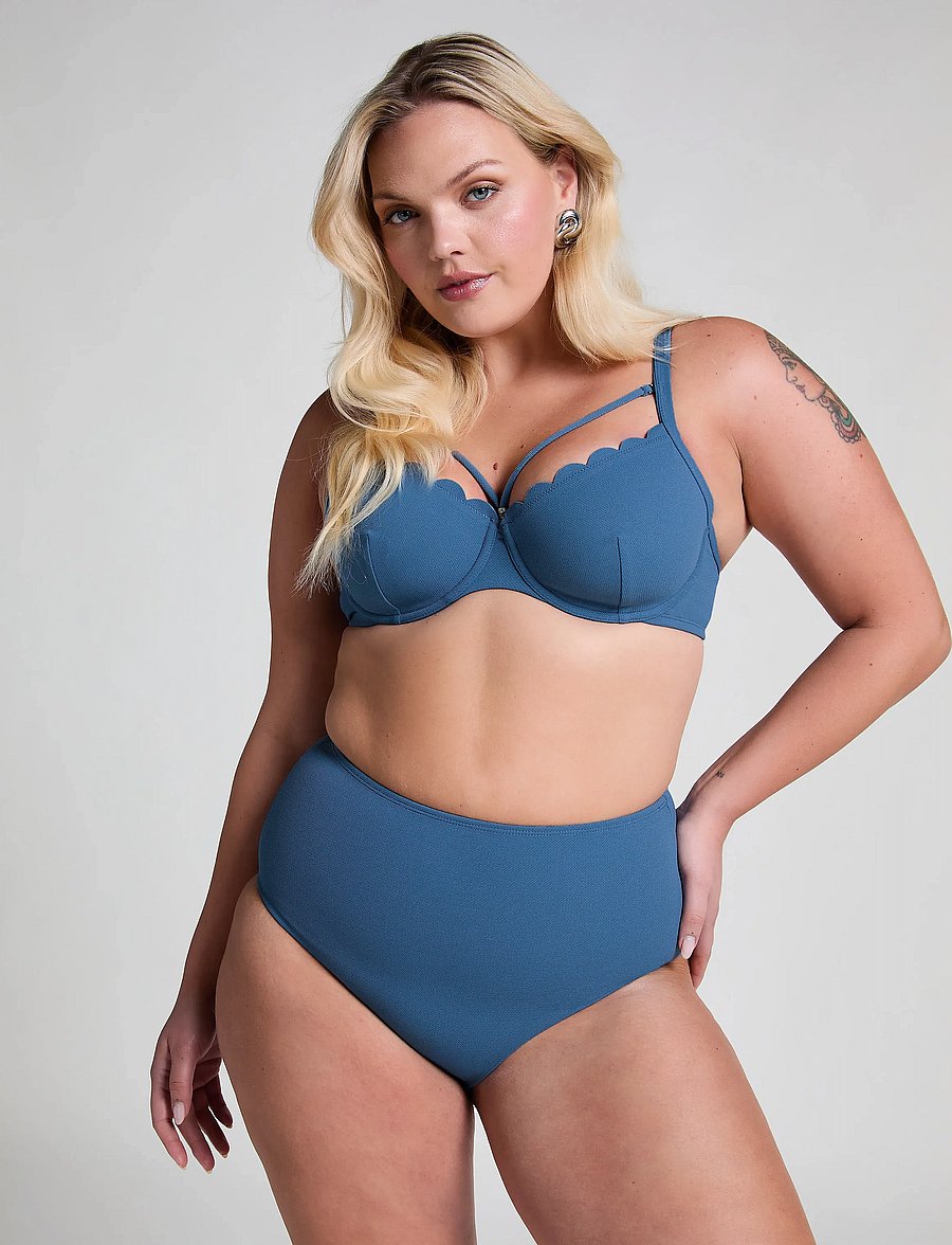 Hunkemöller - Scallop High Waist Rio Bikini Bottom - højtaljede bikinitrusser - blue horizon - 5