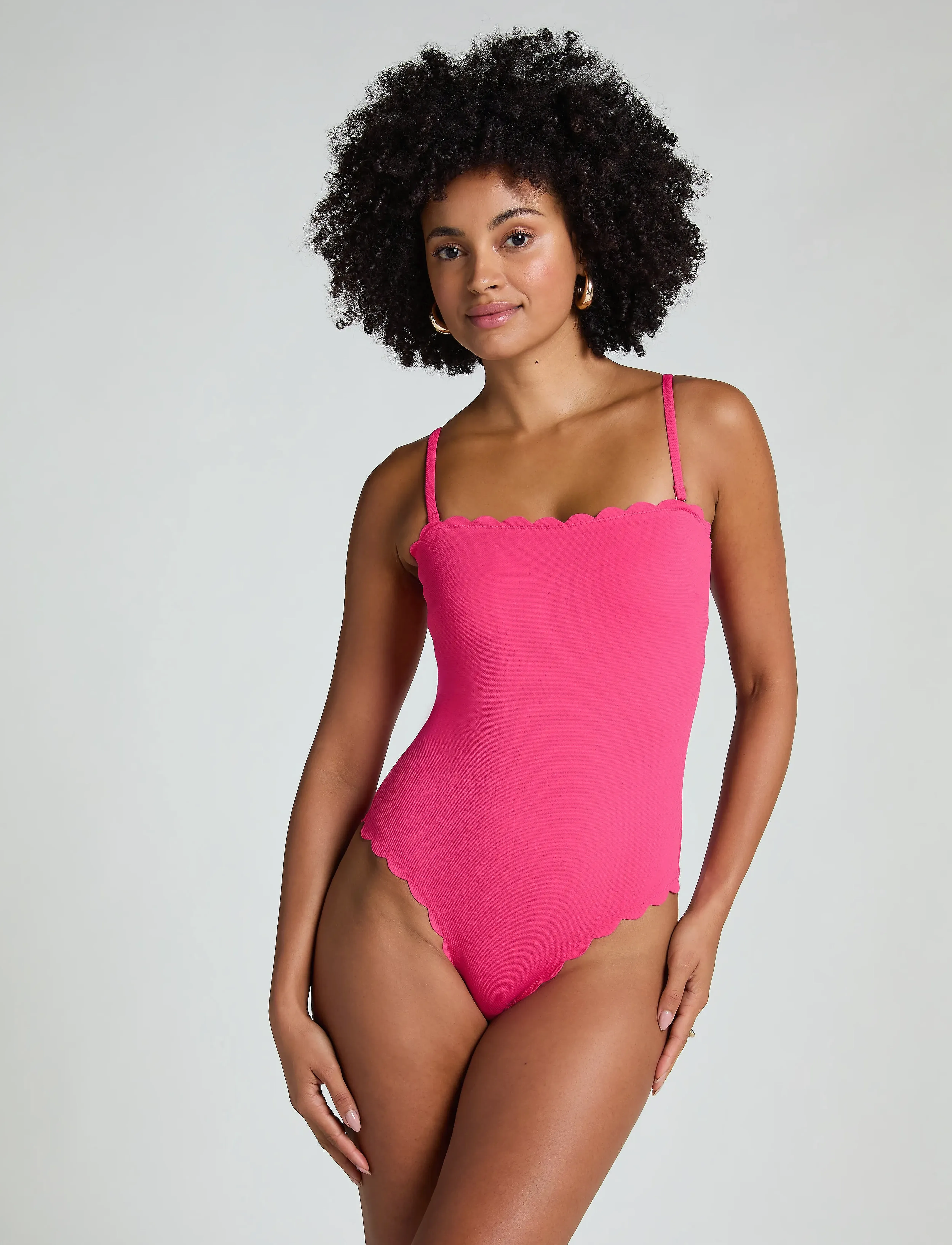 Hunkemöller SCALLOP BANDEAU BS - Badetøj - PINK / pink/rose