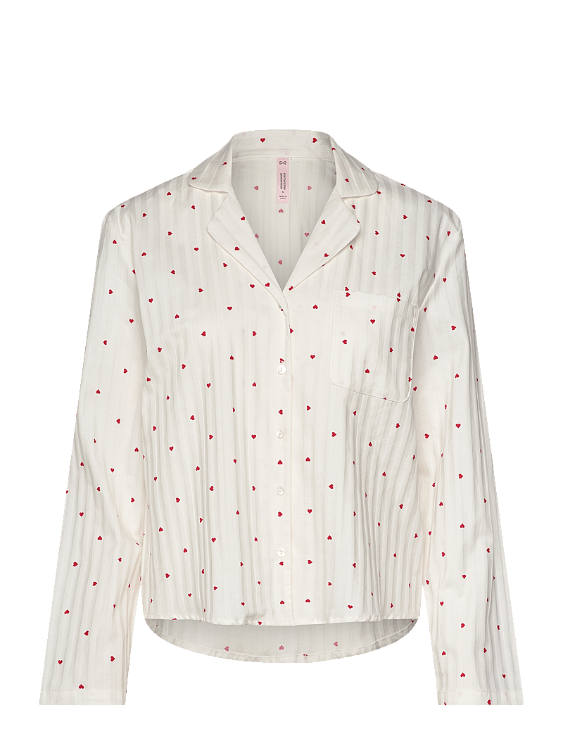 Hunkemöller - JACKET LS CO JACQUARD HEARTS - Överdelar - gardenia - 1