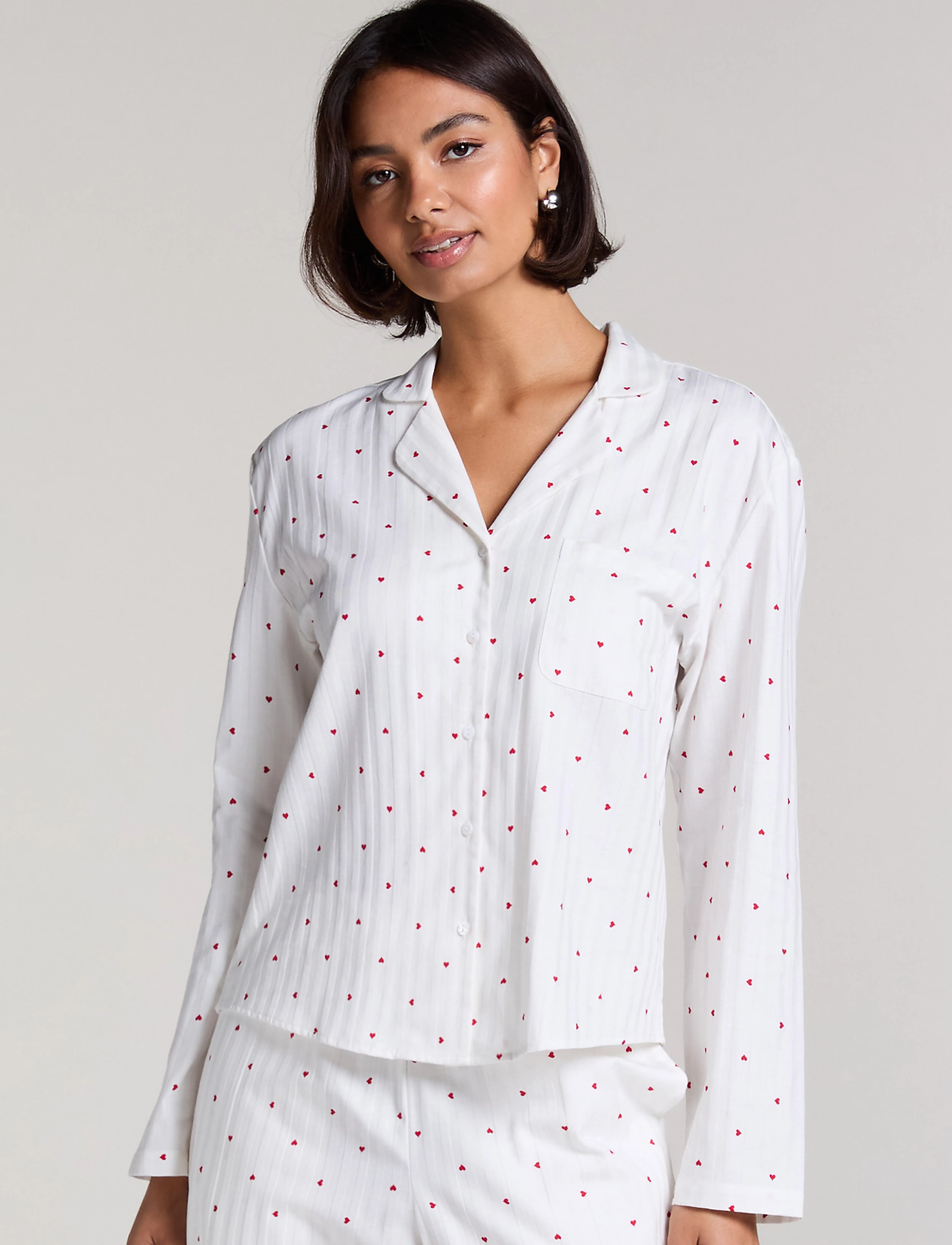 Hunkemöller JACKET LS CO JACQUARD HEARTS - Pesu ja aluspesu - GARDENIA / white