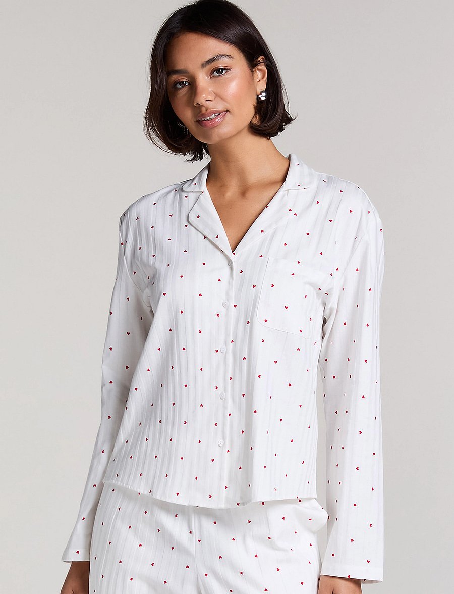 Hunkemöller - JACKET LS CO JACQUARD HEARTS - topid - gardenia - 0