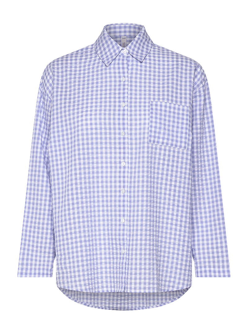 Hunkemöller - JACKET LS SEERSUCKER CHECK - alussärgid - hkm blue - 1