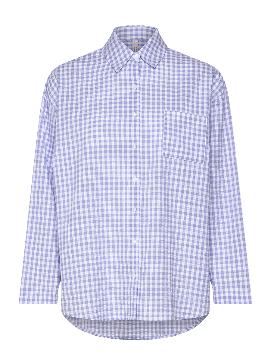 Hunkemöller - JACKET LS SEERSUCKER CHECK - Överdelar - hkm blue - 1