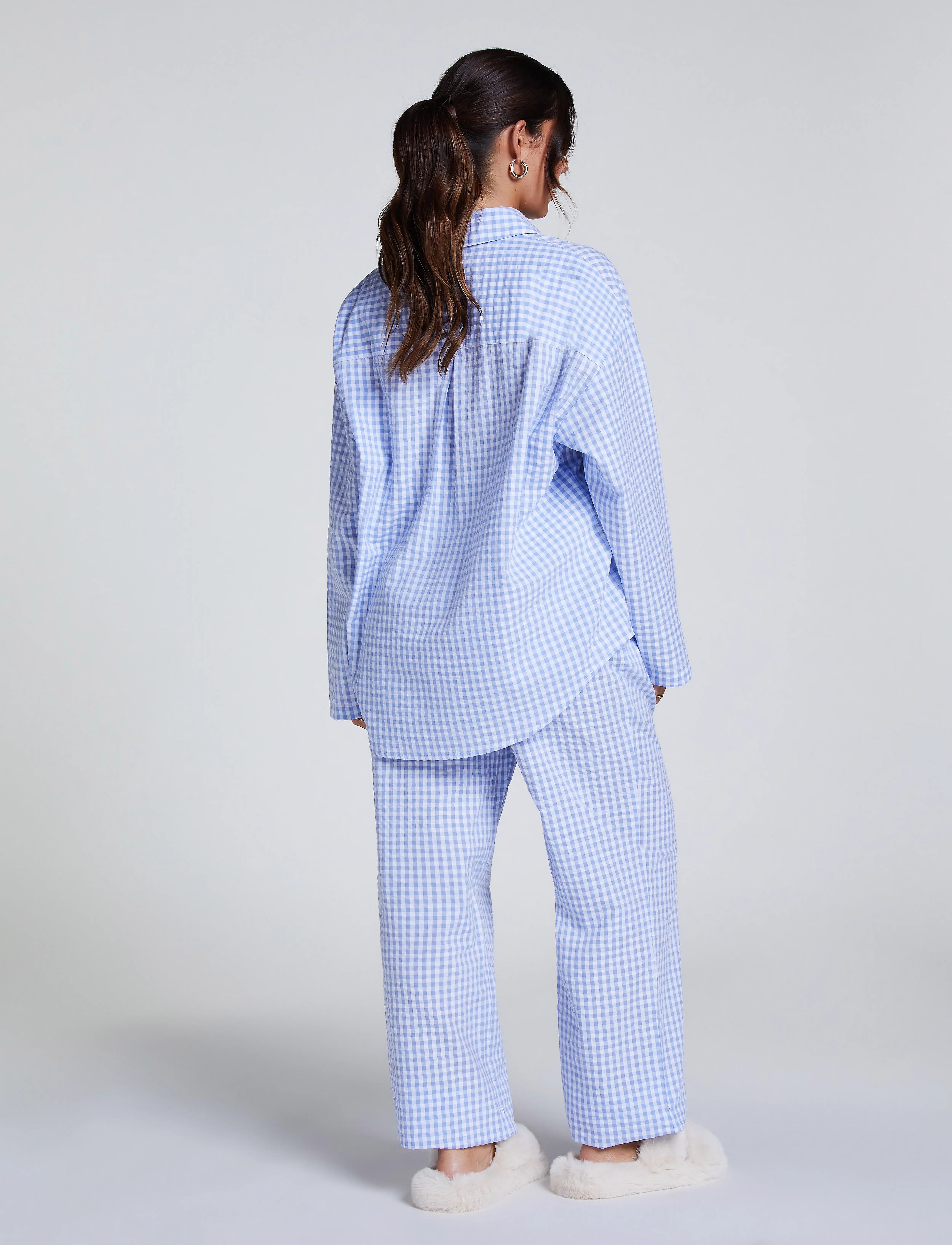 Hunkemöller - JACKET LS SEERSUCKER CHECK - laveste priser - hkm blue - 5