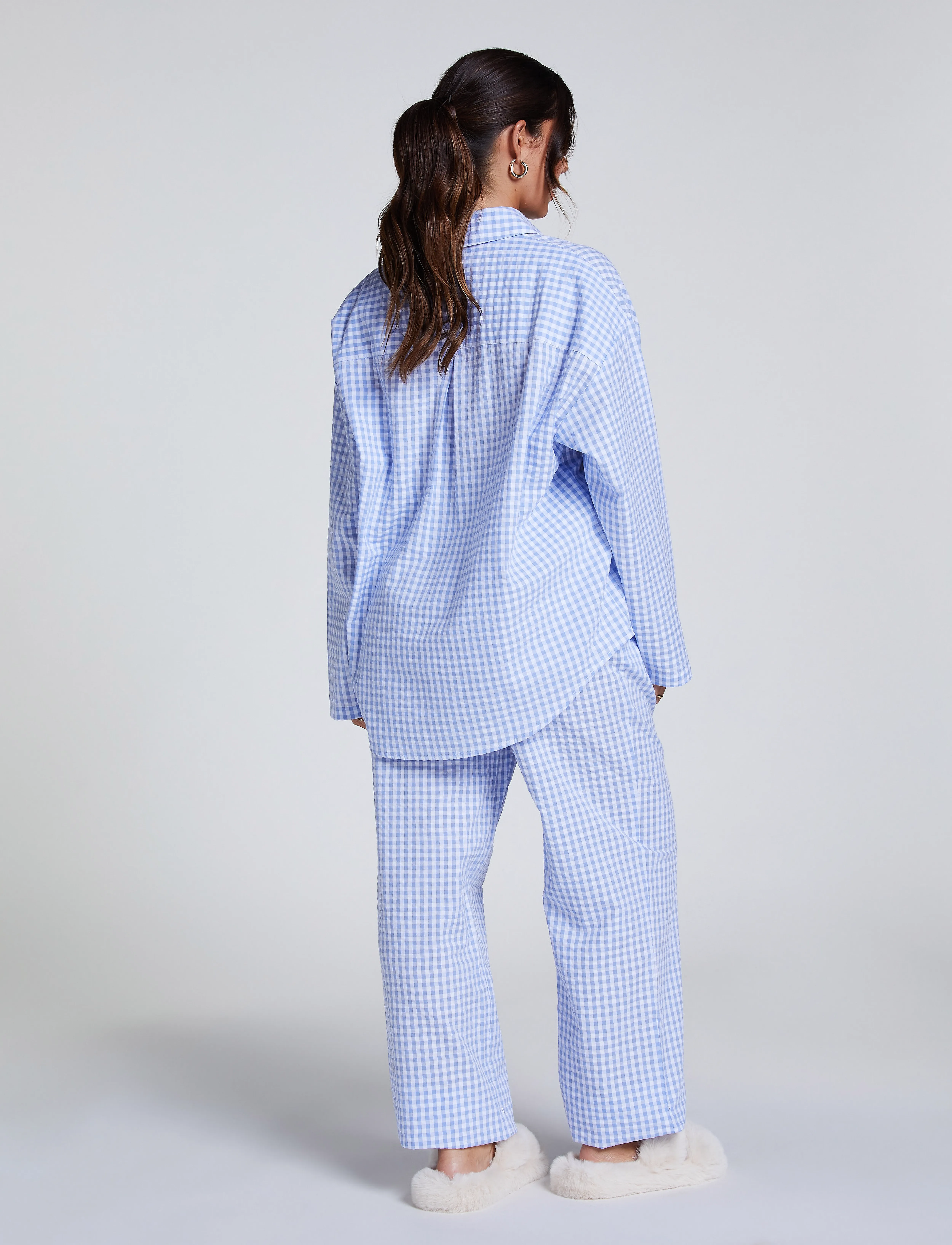 Hunkemöller - PANT SEERSUCKER CHECK - hkm blue - 4