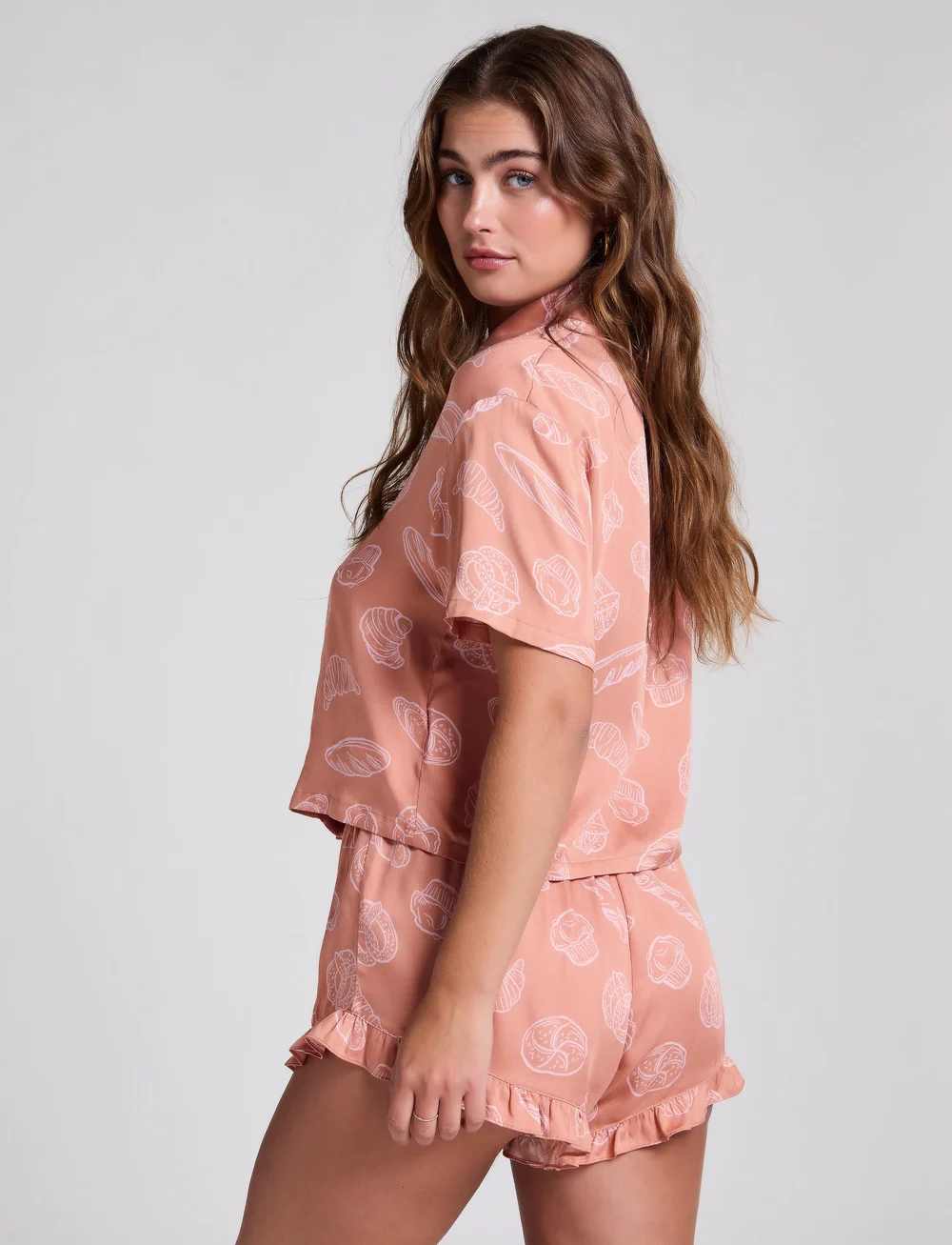 Hunkemöller - SHORT VIS SATIN RUFFLE - shorts - hkm tan - 3