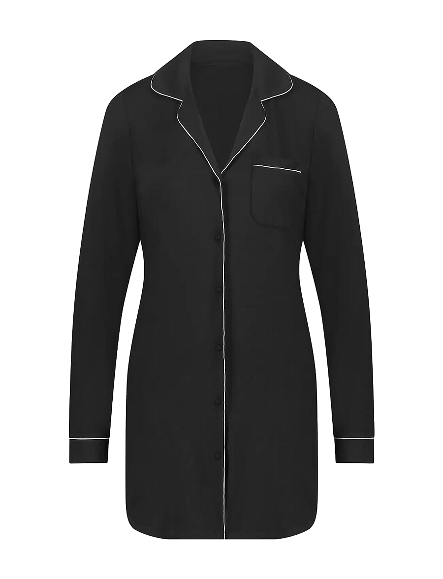 Hunkemöller - Shirtdress Ls Jersey Essenti - nattlinnen - black - 1