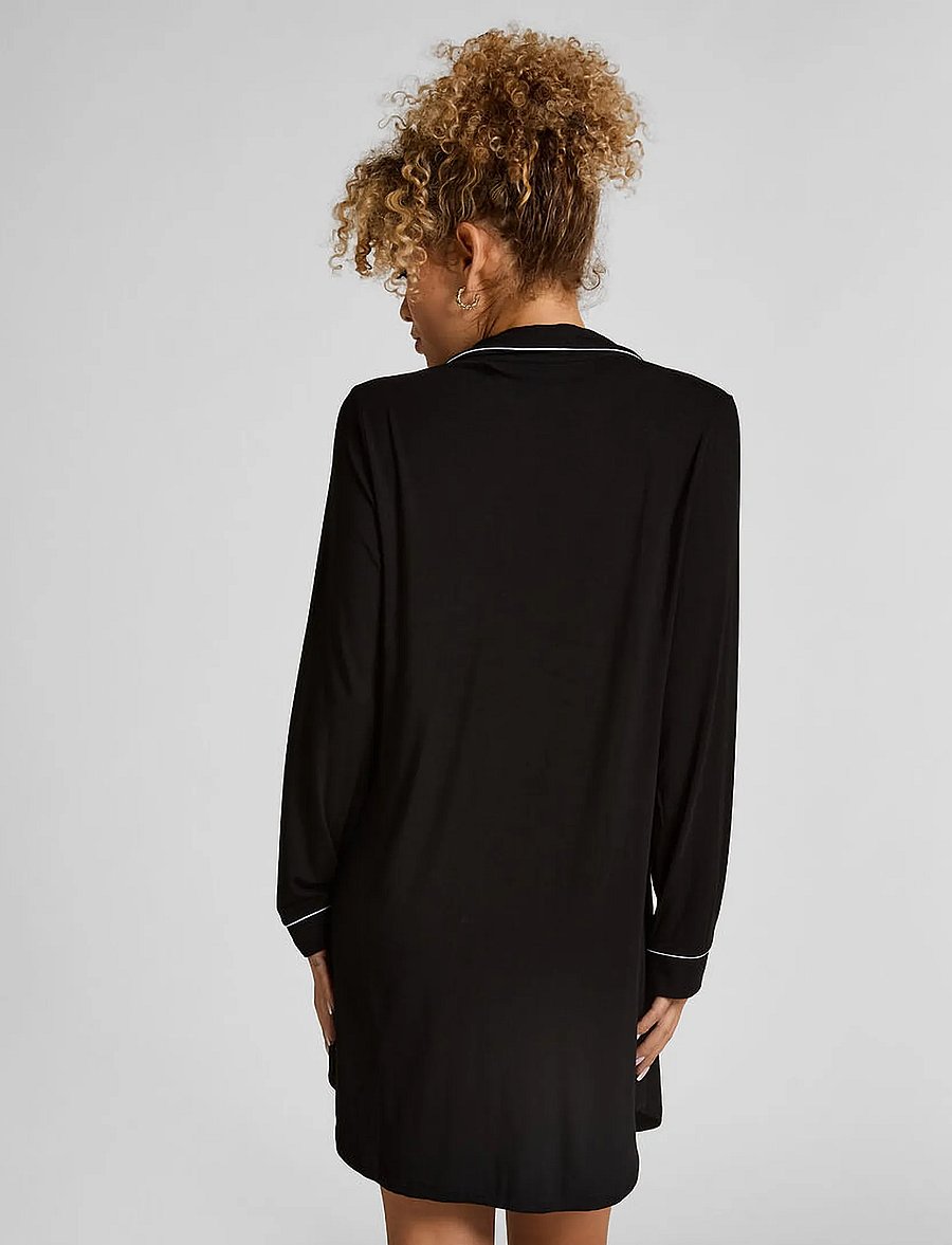 Hunkemöller - Shirtdress Ls Jersey Essenti - nattlinnen - black - 5