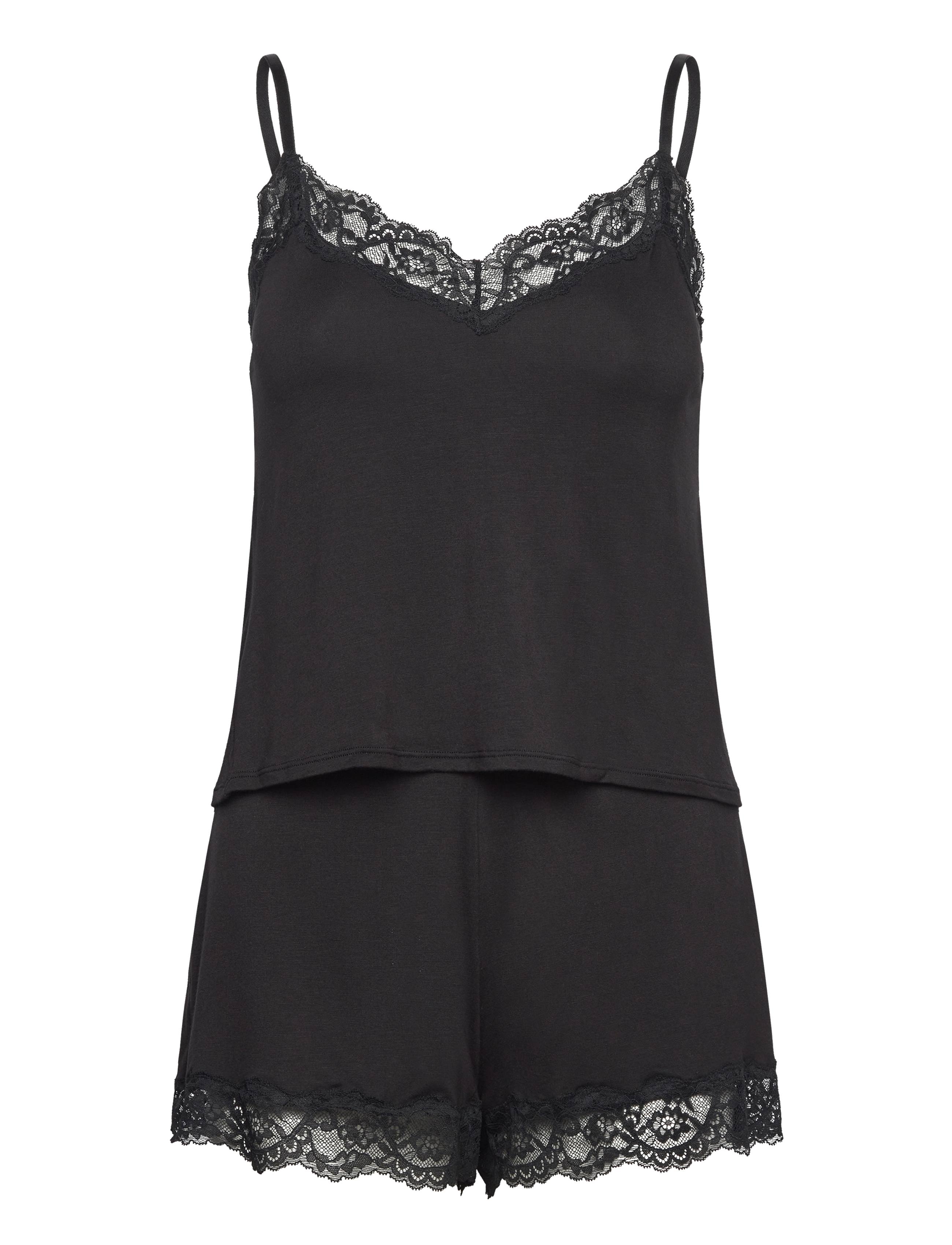 Hunkemöller - PJ CAMI JERSEY LACE NANA - black - 1