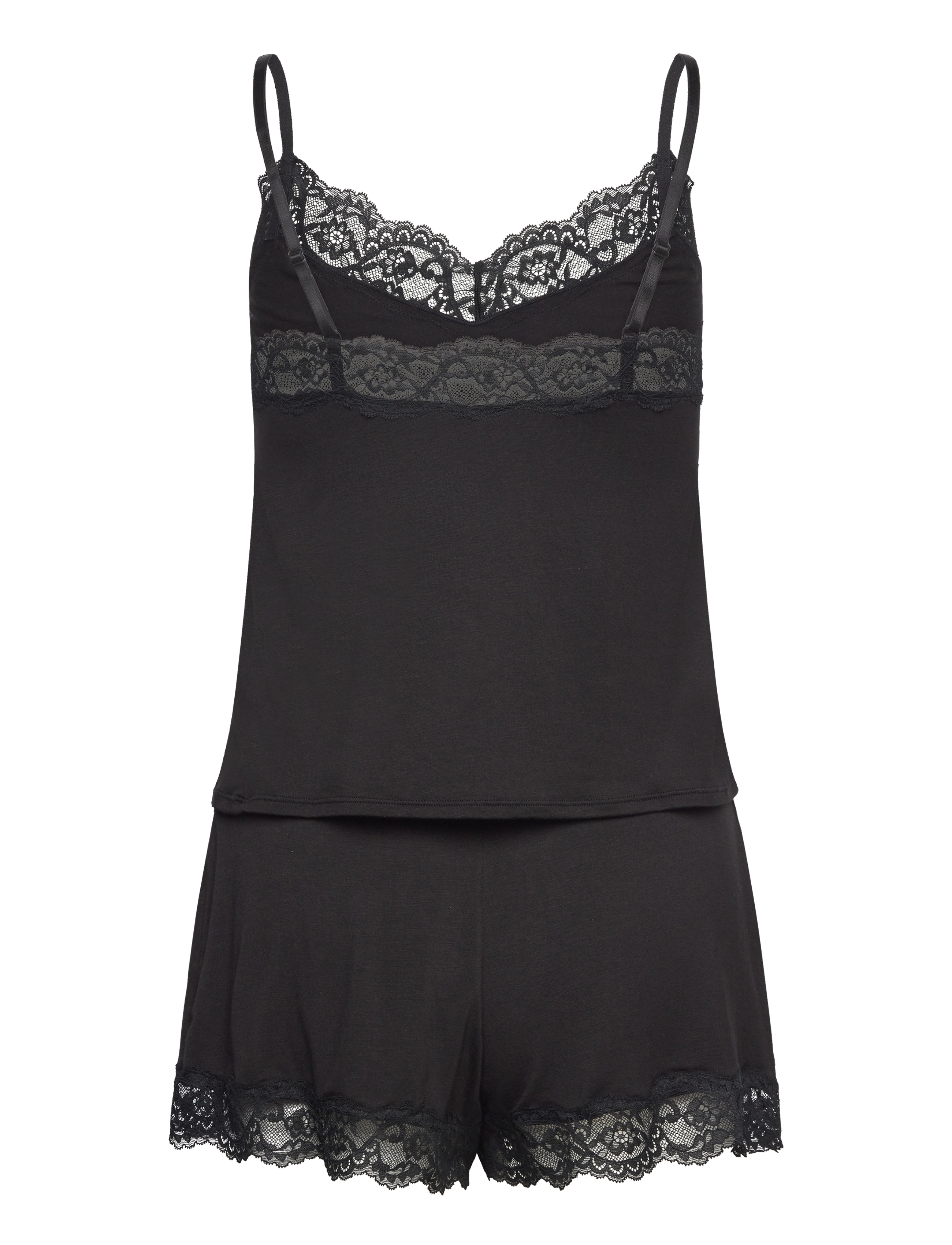 Hunkemöller - PJ CAMI JERSEY LACE NANA - black - 3