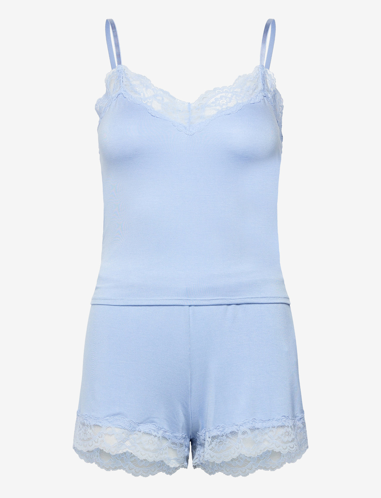 Hunkemöller - PJ CAMI JERSEY LACE NANA - pižamos - brunnera blue - 1