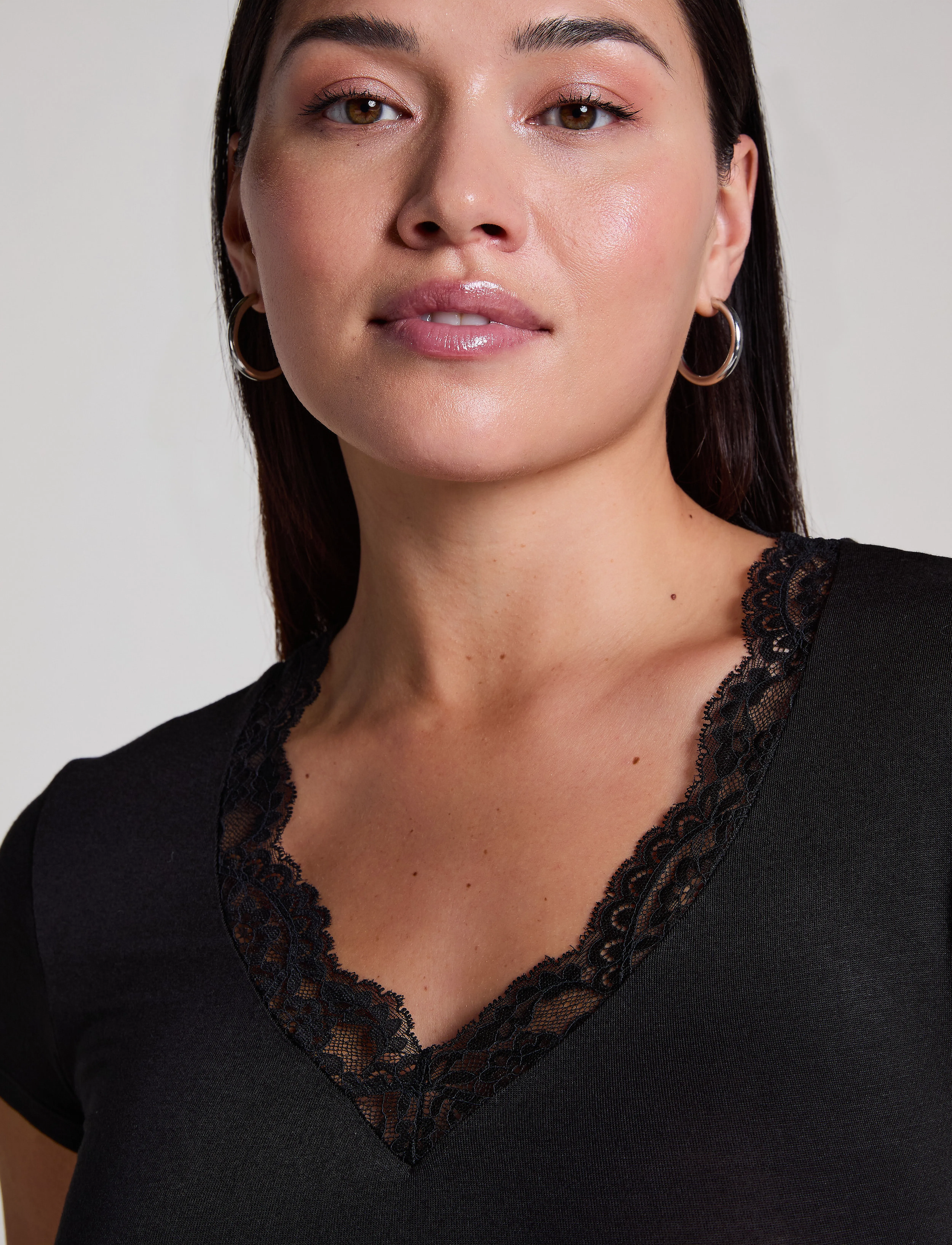 Hunkemöller - PJ SS JERSEY LACE NANNA - black - 5