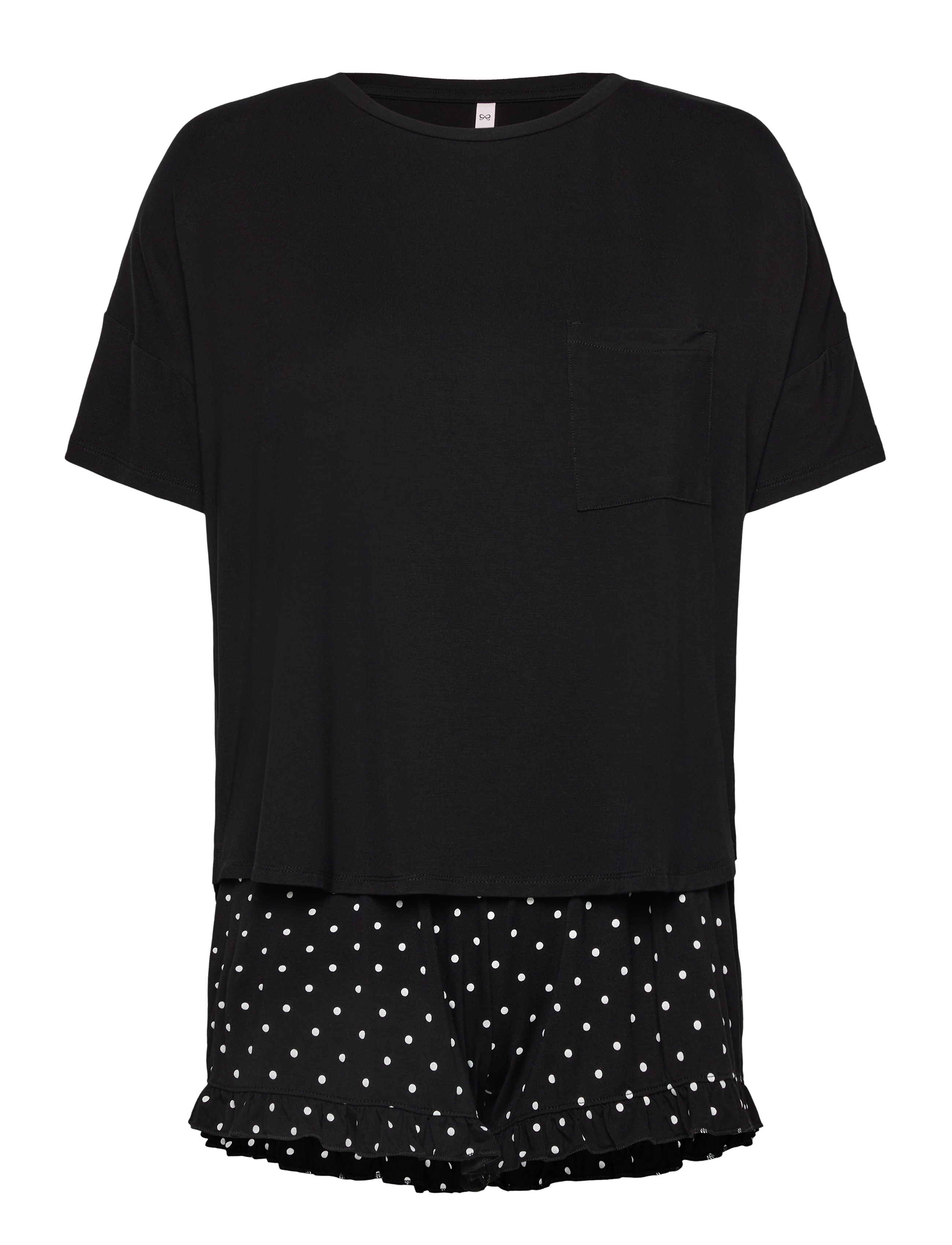 Hunkemöller PJ SHORT LOOSEFIT DOT - Pyjamas - BLACK / black