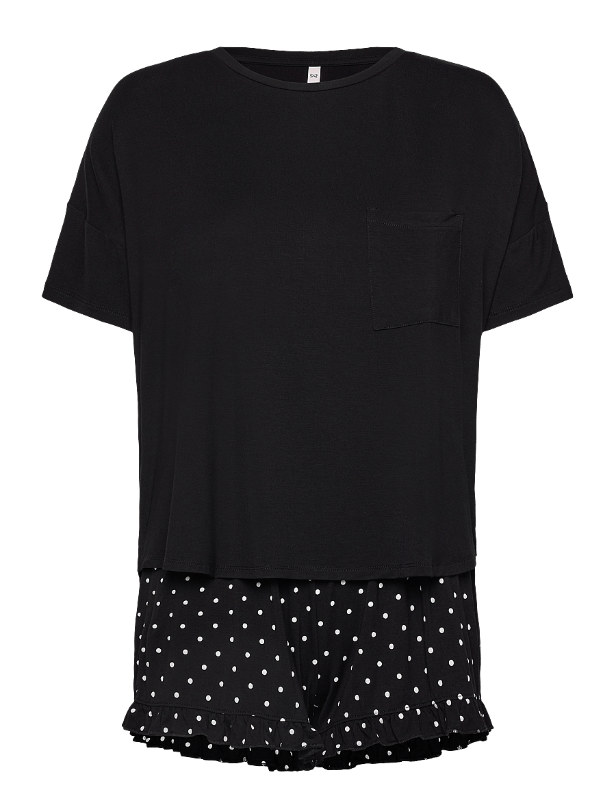 Hunkemöller - PJ SHORT LOOSEFIT DOT - pidžaamad - black - 1