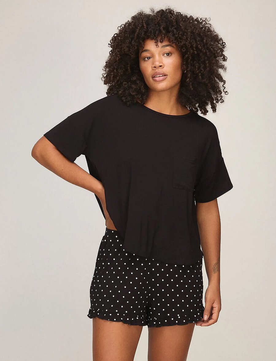 Hunkemöller - PJ SHORT LOOSEFIT DOT - pidžaamad - black - 0