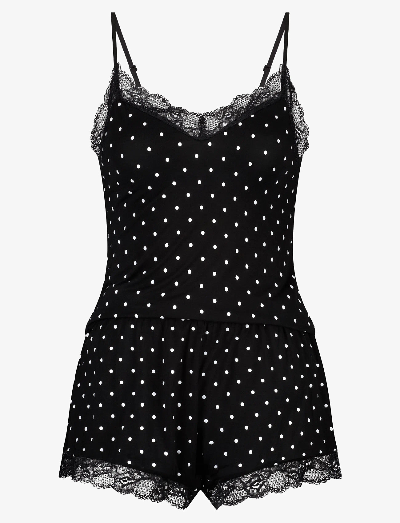 Hunkemöller - PJ CAMI SHORT VISCOSE DOT - pyjamas - black - 1