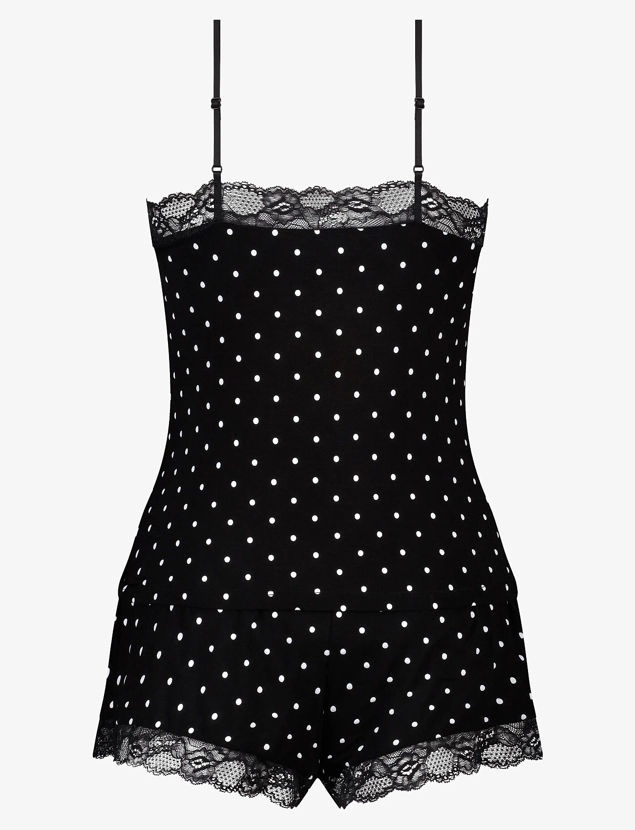 Hunkemöller - PJ CAMI SHORT VISCOSE DOT - pyjamas - black - 2