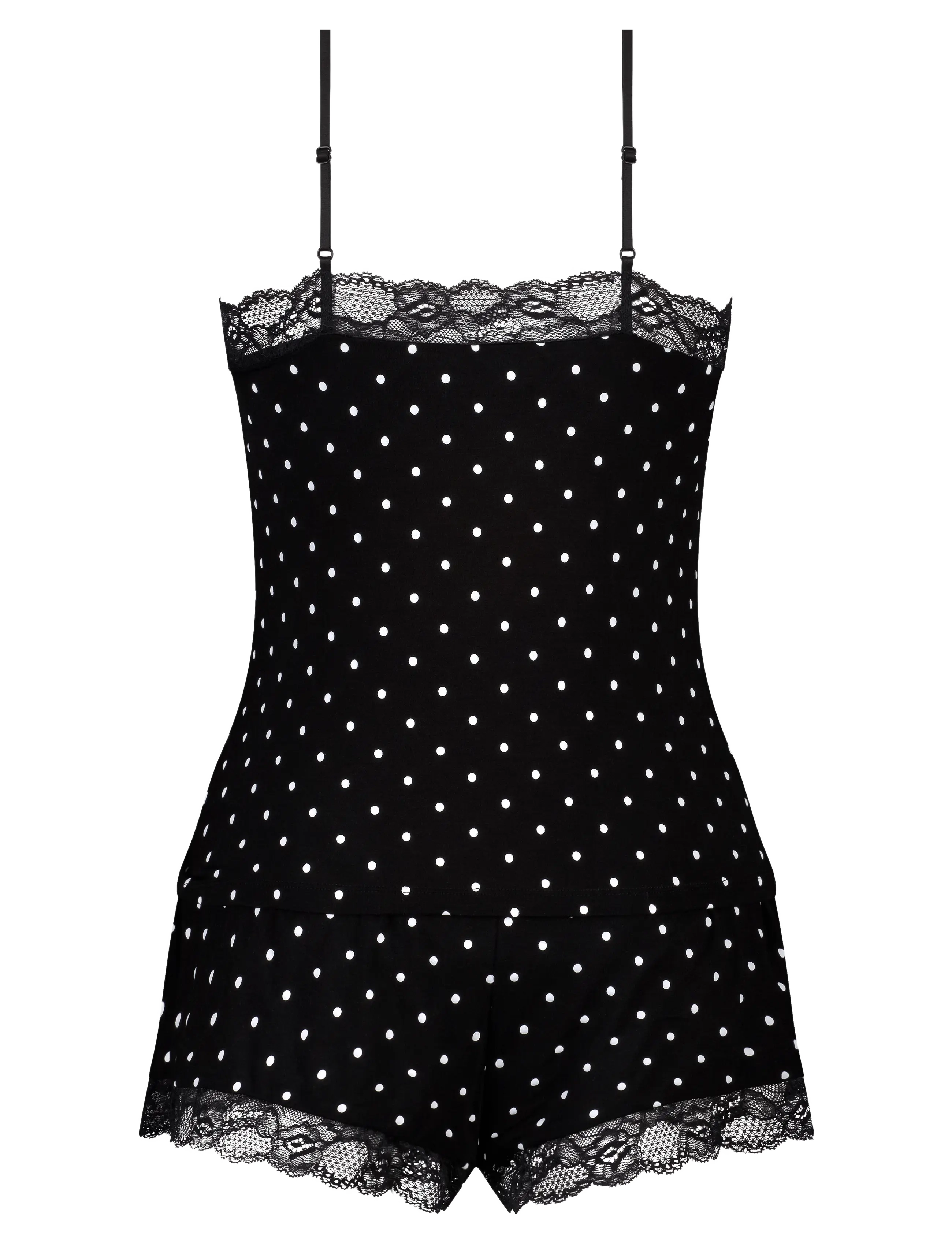 Hunkemöller - PJ CAMI SHORT VISCOSE DOT - pyjamas - black - 2