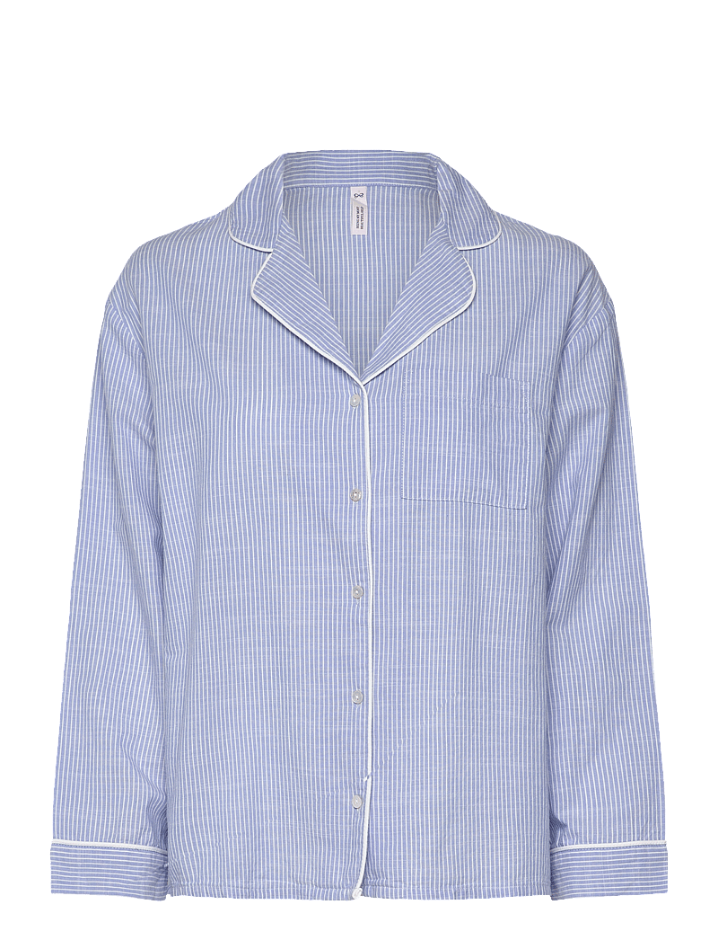 Hunkemöller - JACKET LS COTTON STRIPE - alussärgid - hkm blue - 1