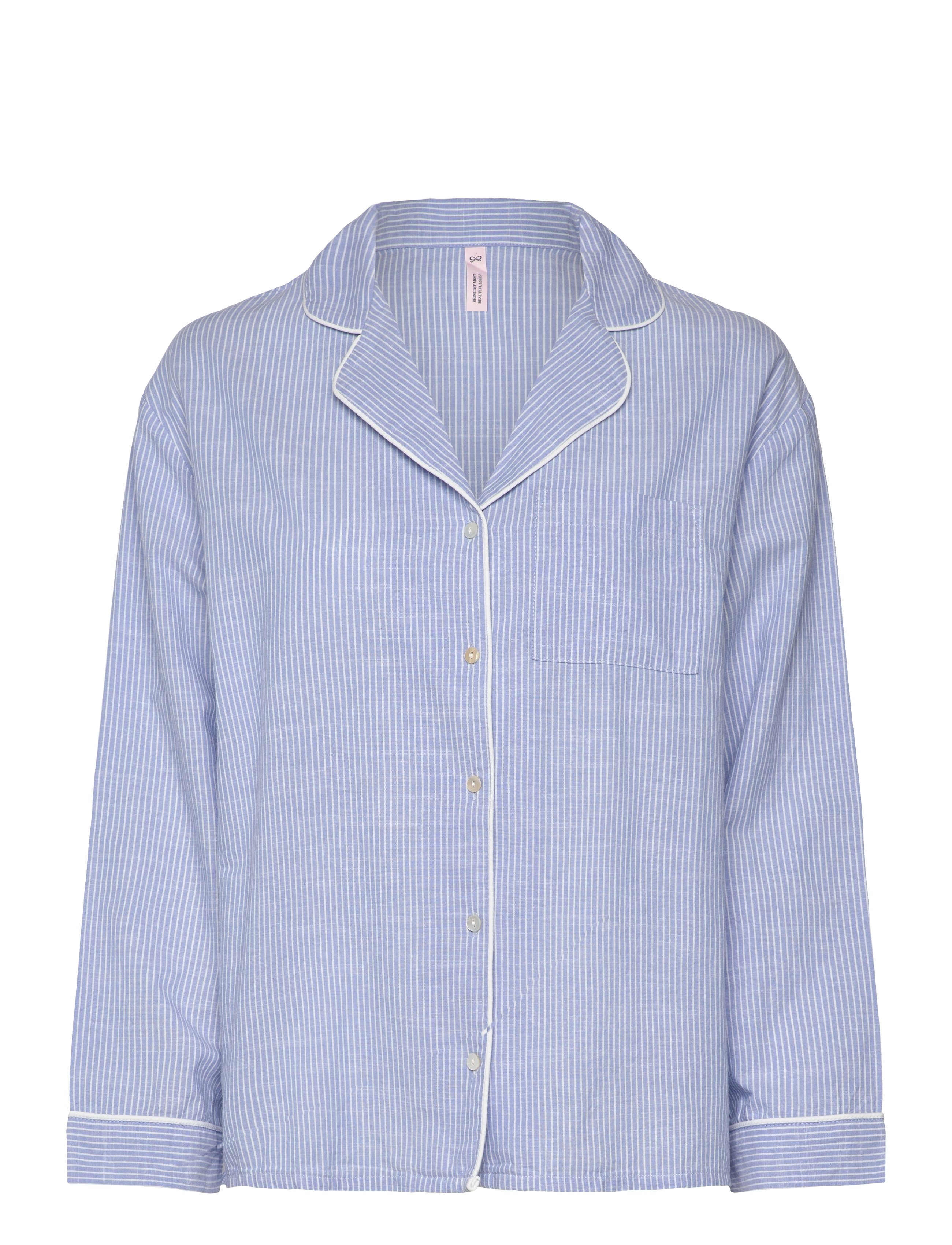 Hunkemöller - JACKET LS COTTON STRIPE - oberteile - hkm blue - 1
