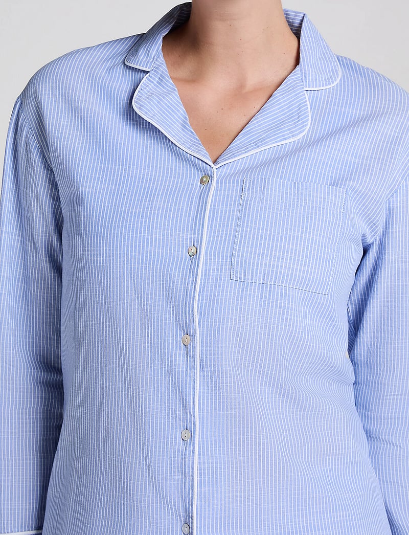 Hunkemöller - JACKET LS COTTON STRIPE - alussärgid - hkm blue - 3