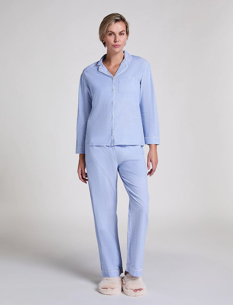 Hunkemöller - JACKET LS COTTON STRIPE - alussärgid - hkm blue - 4