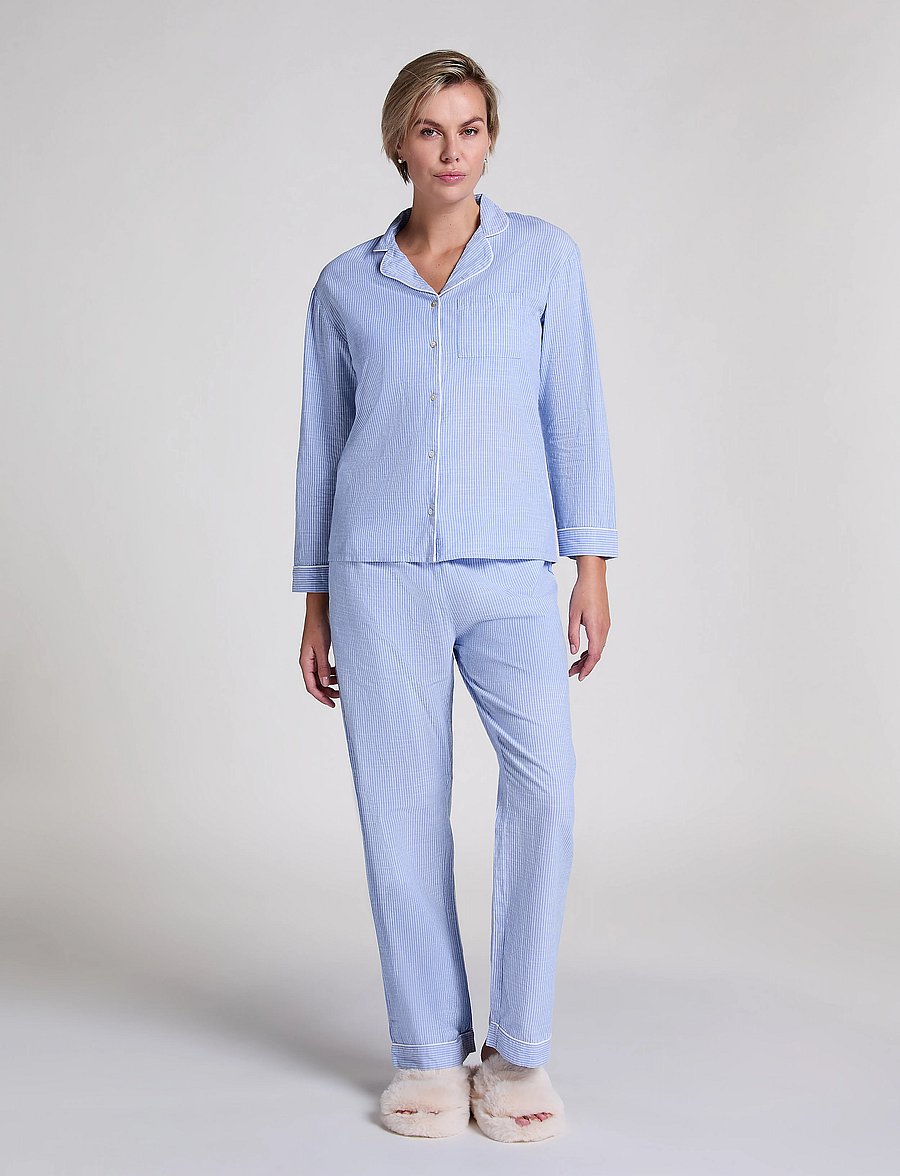 Hunkemöller - JACKET LS COTTON STRIPE - oberteile - hkm blue - 4