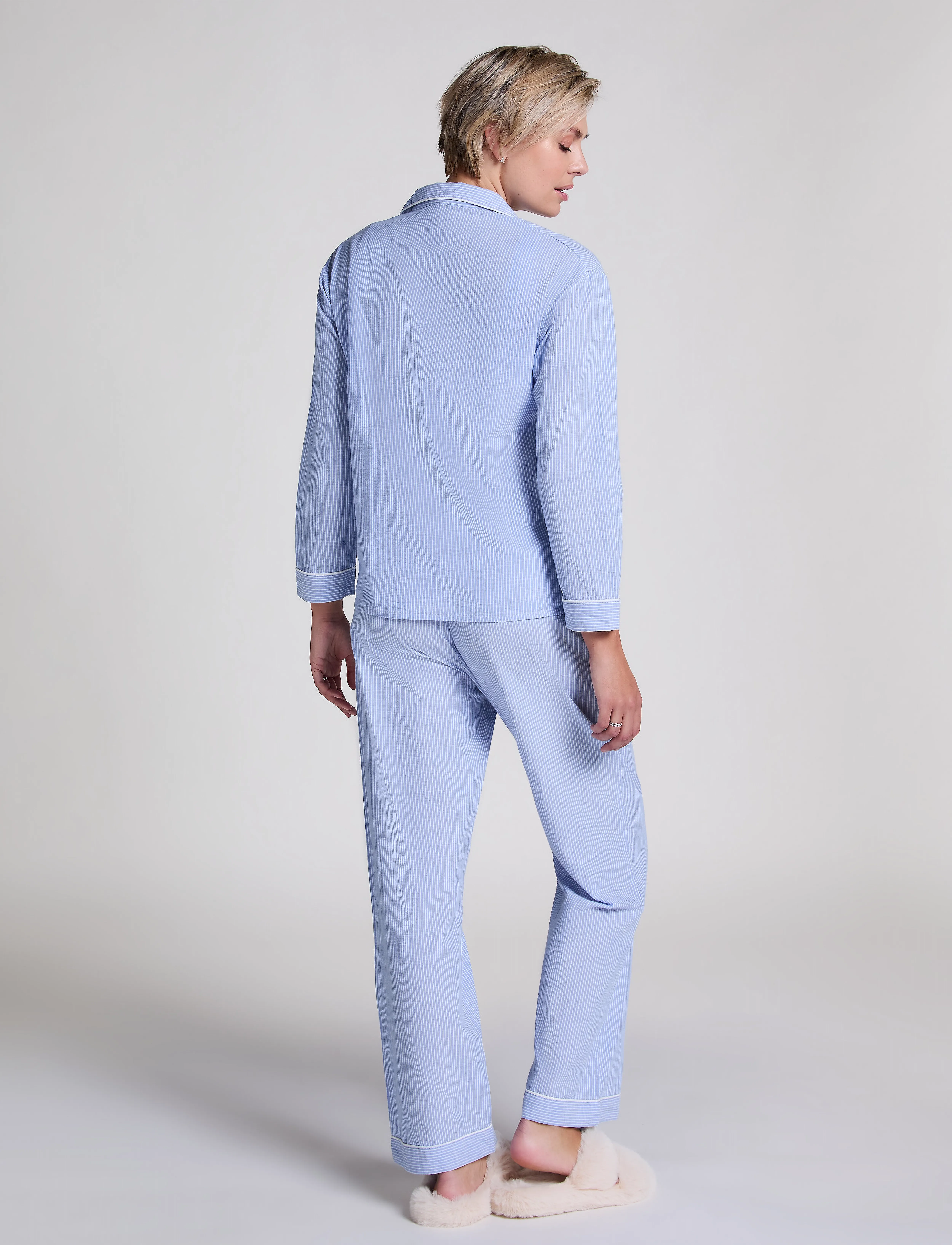Hunkemöller - JACKET LS COTTON STRIPE - oberteile - hkm blue - 5