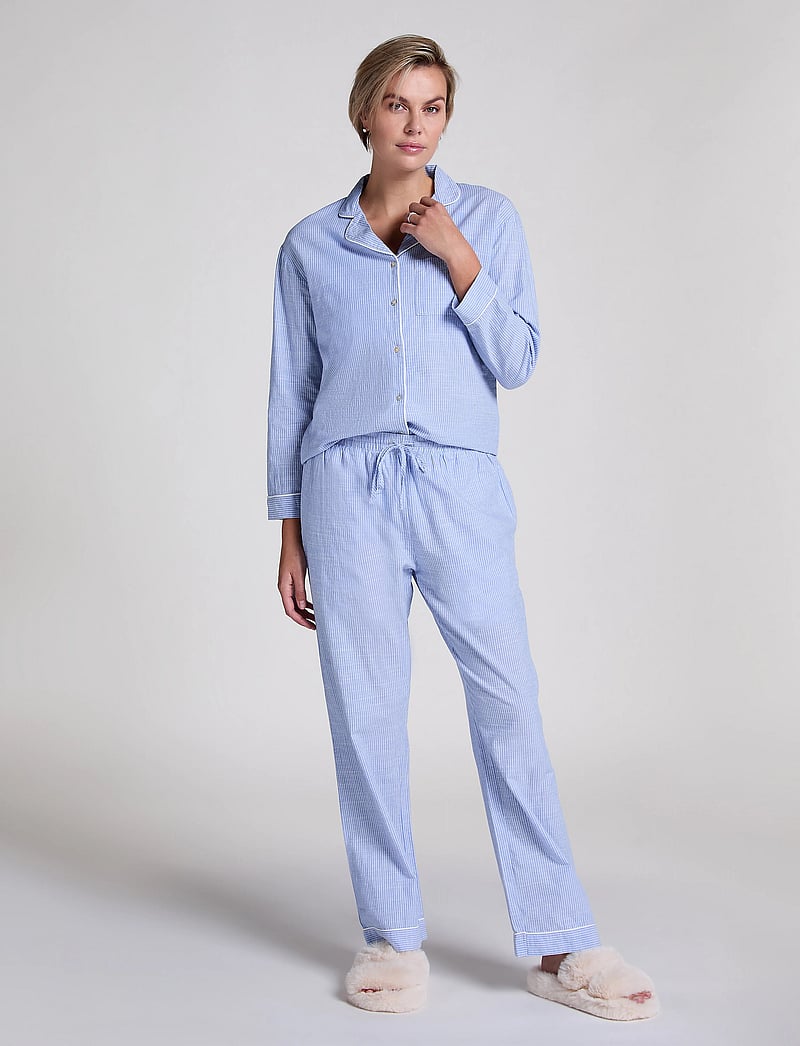 Hunkemöller - PANT COTTON STRIPE - pyjamahose - hkm blue - 0