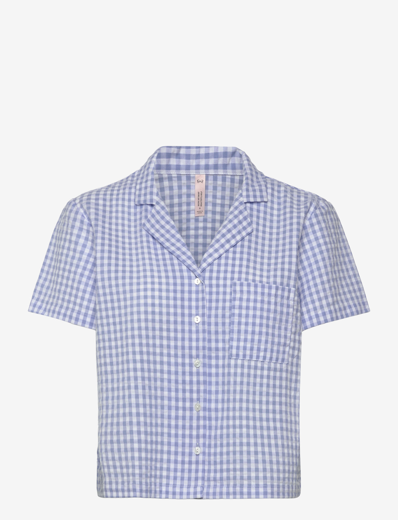 Hunkemöller - JACKET SS SEERSUCKER CHECK - oberteile - hkm blue - 1