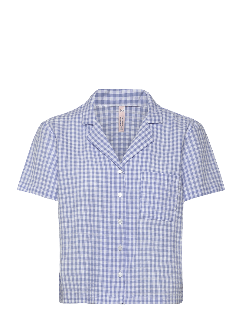 Hunkemöller - JACKET SS SEERSUCKER CHECK - oberteile - hkm blue - 1